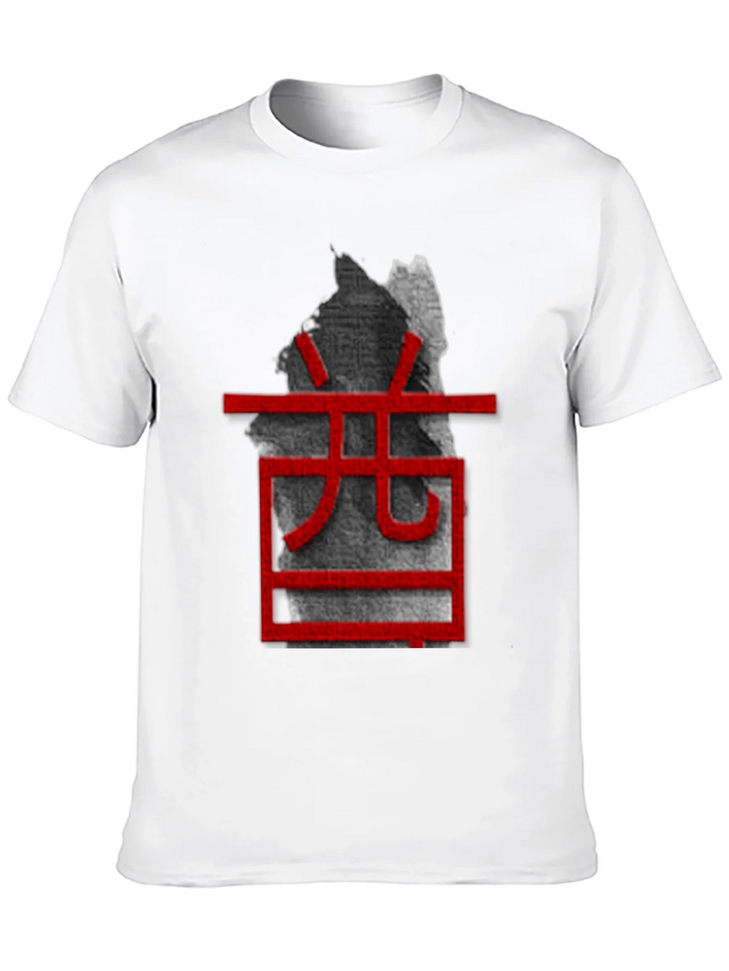 Unique Black T-Shirt with Red Asian-Inspired Graphic