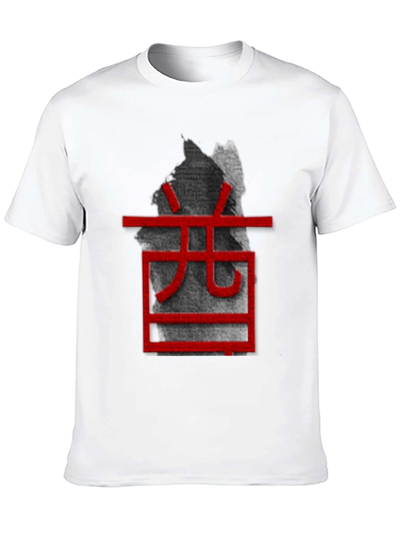 Unique Black T-Shirt with Red Asian-Inspired Graphic