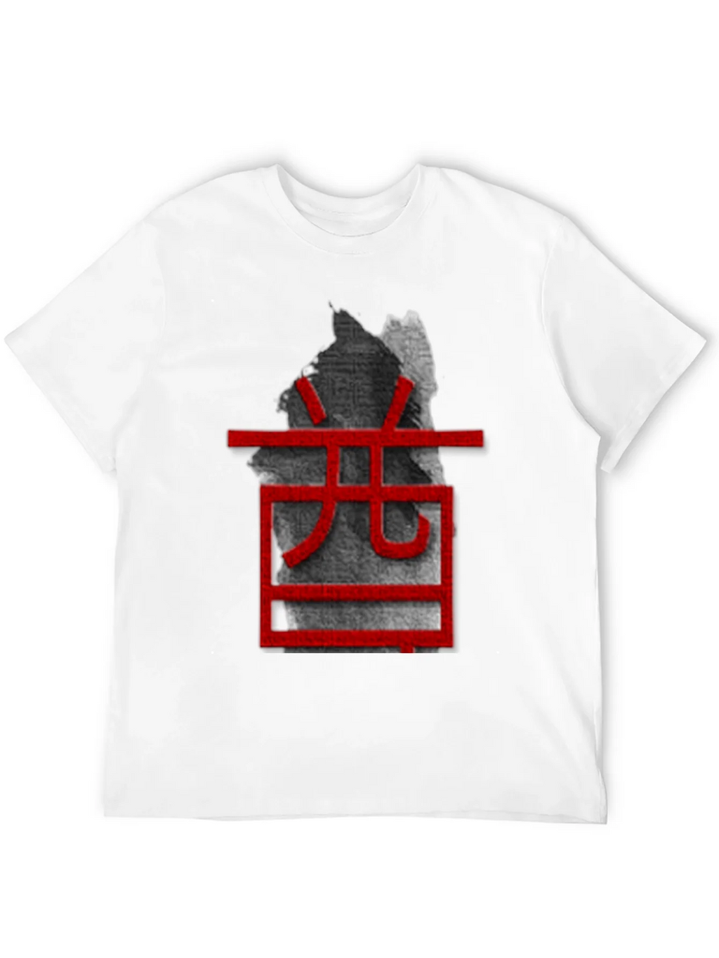 Unique Black T-Shirt with Red Asian-Inspired Graphic