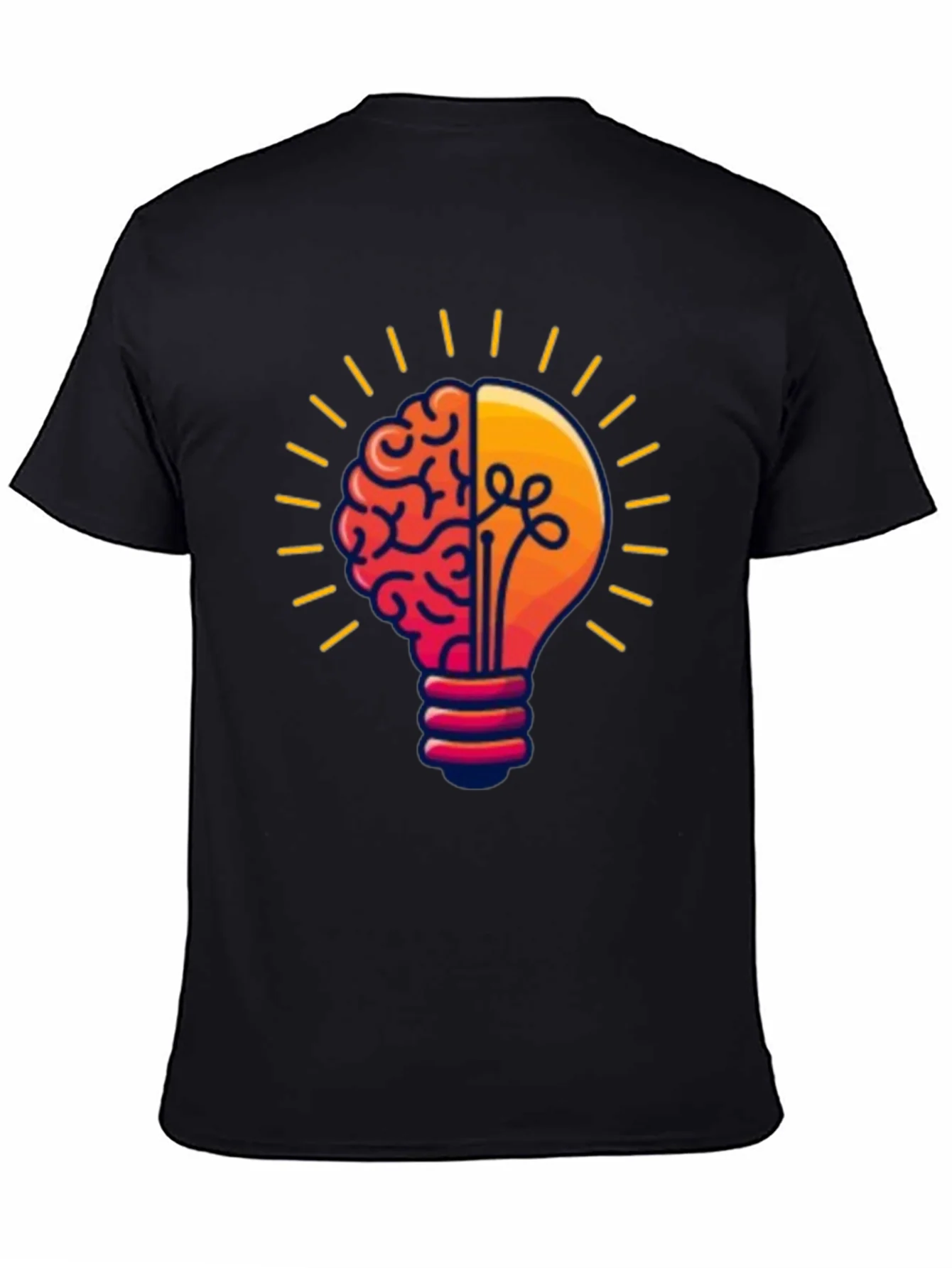 Brain Power Lightbulb Graphic Tee - Black