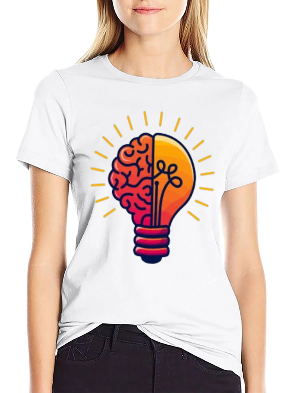 Brain Power Lightbulb Graphic Tee - Black