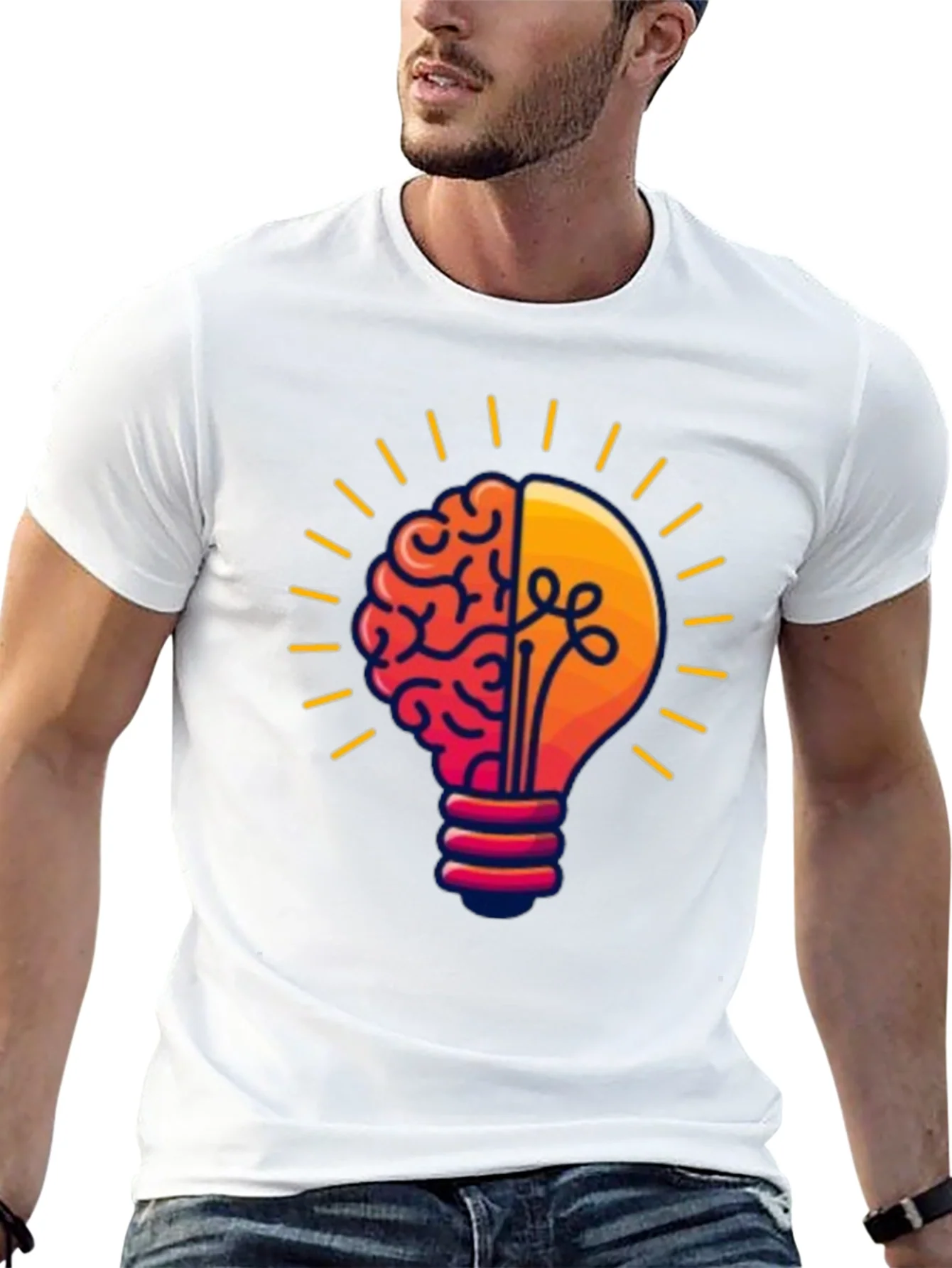 Brain Power Lightbulb Graphic Tee - Black