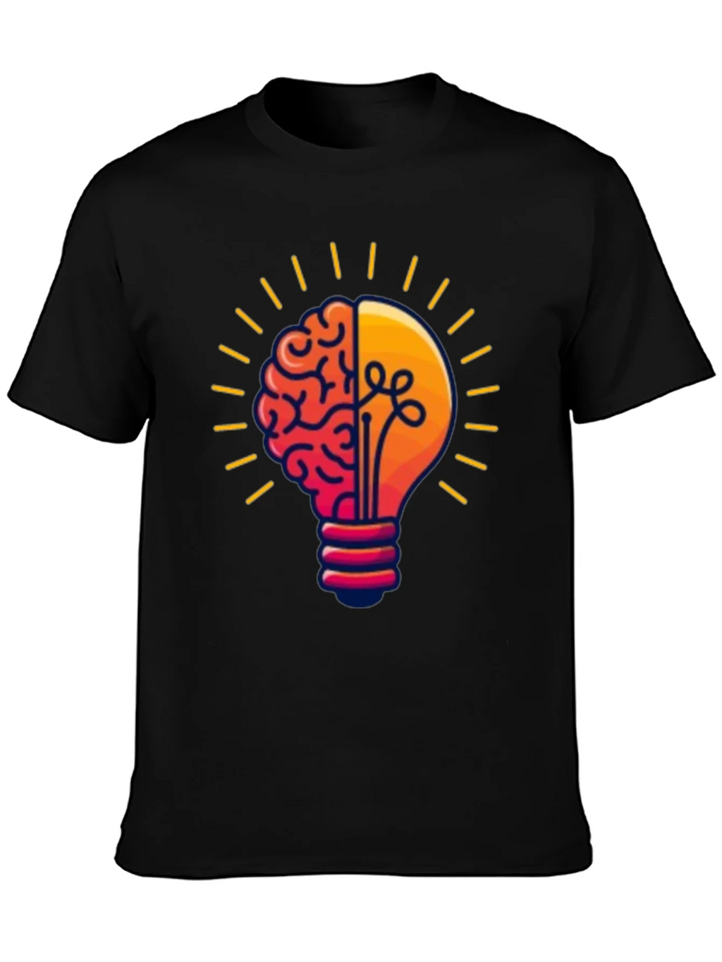 Brain Power Lightbulb Graphic Tee - Black