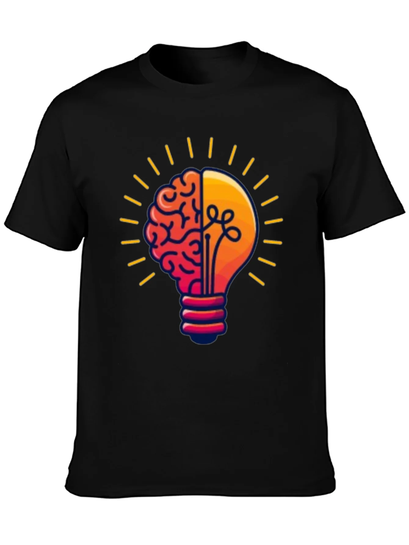 Brain Power Lightbulb Graphic Tee - Black