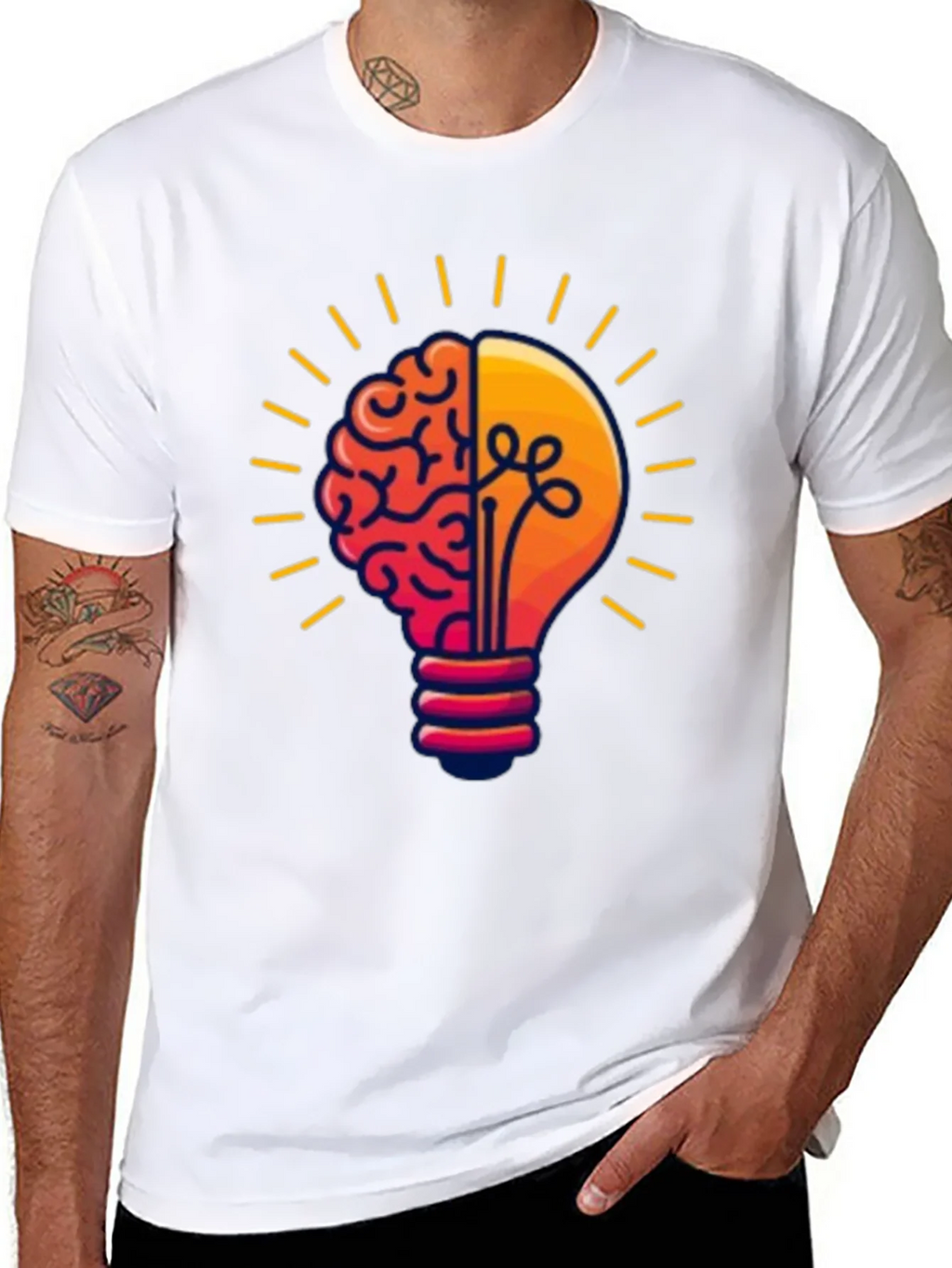 Brain Power Lightbulb Graphic Tee - Black