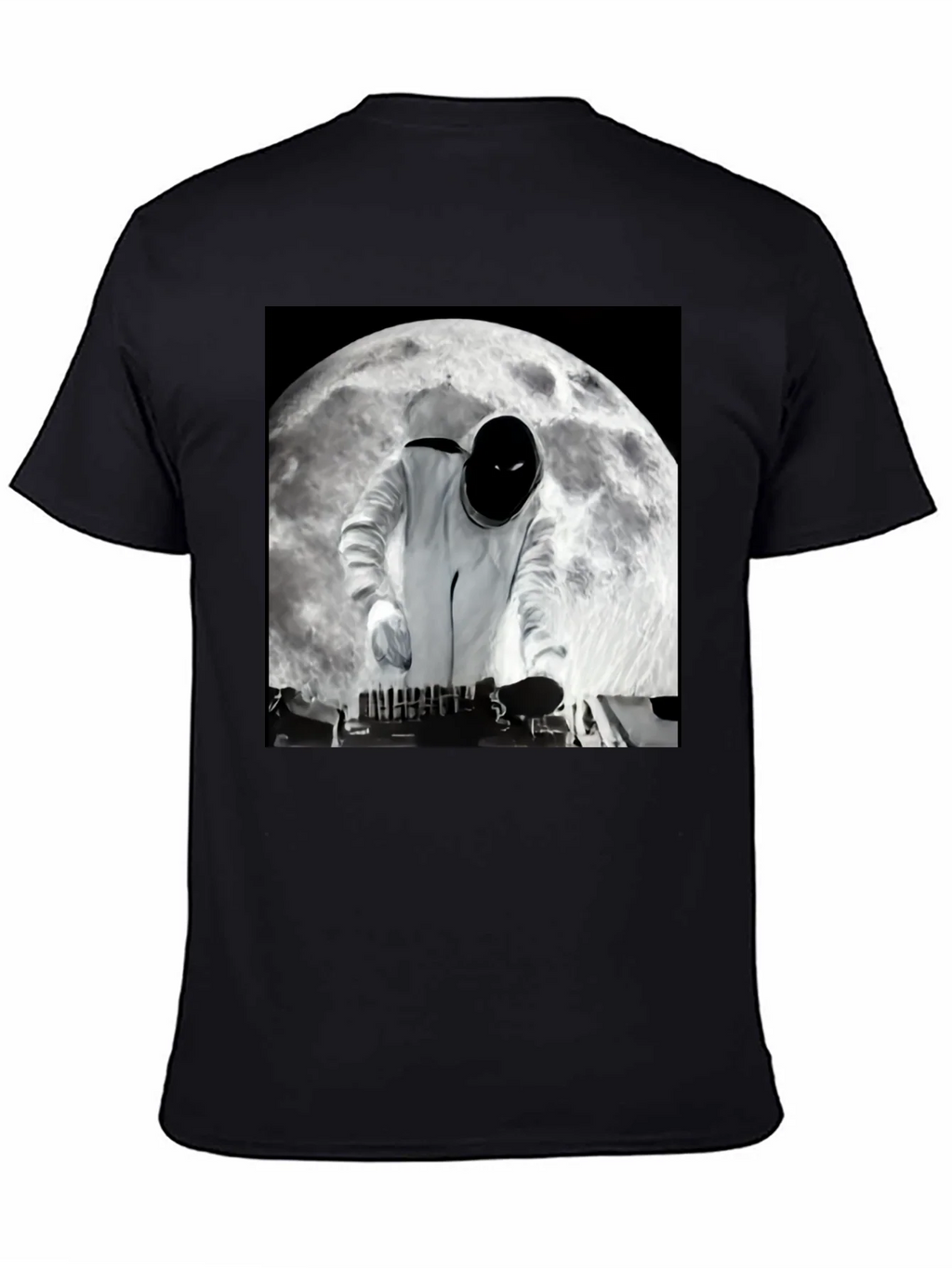 Astronaut DJ on the Moon Black T-Shirt