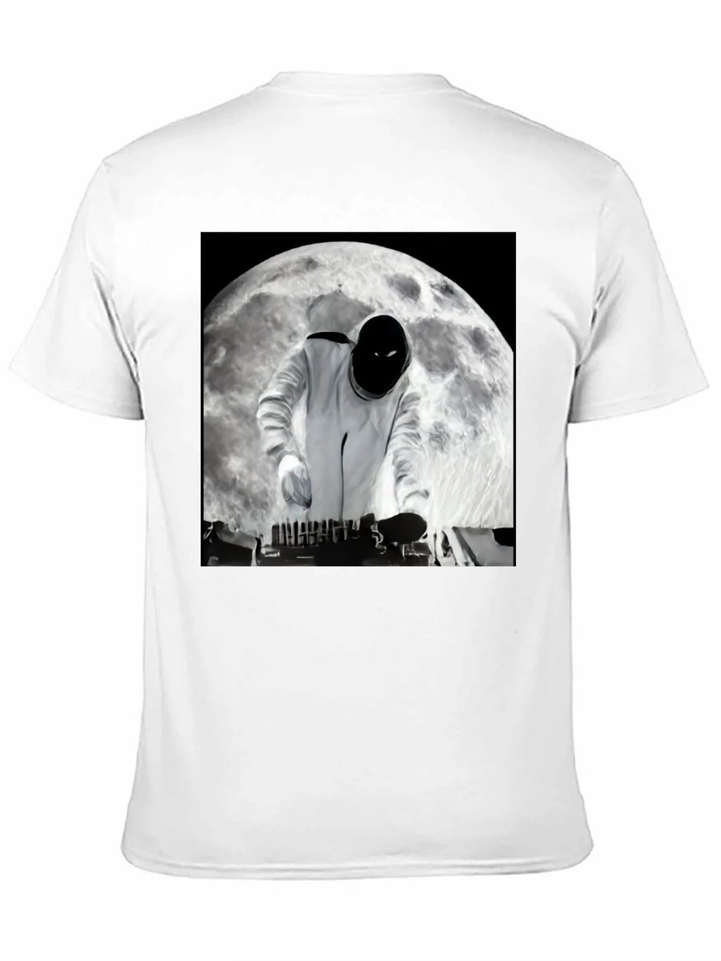 Astronaut DJ on the Moon Black T-Shirt