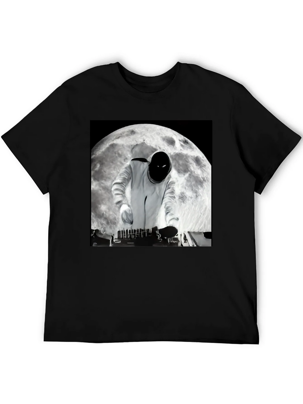 Astronaut DJ on the Moon Black T-Shirt