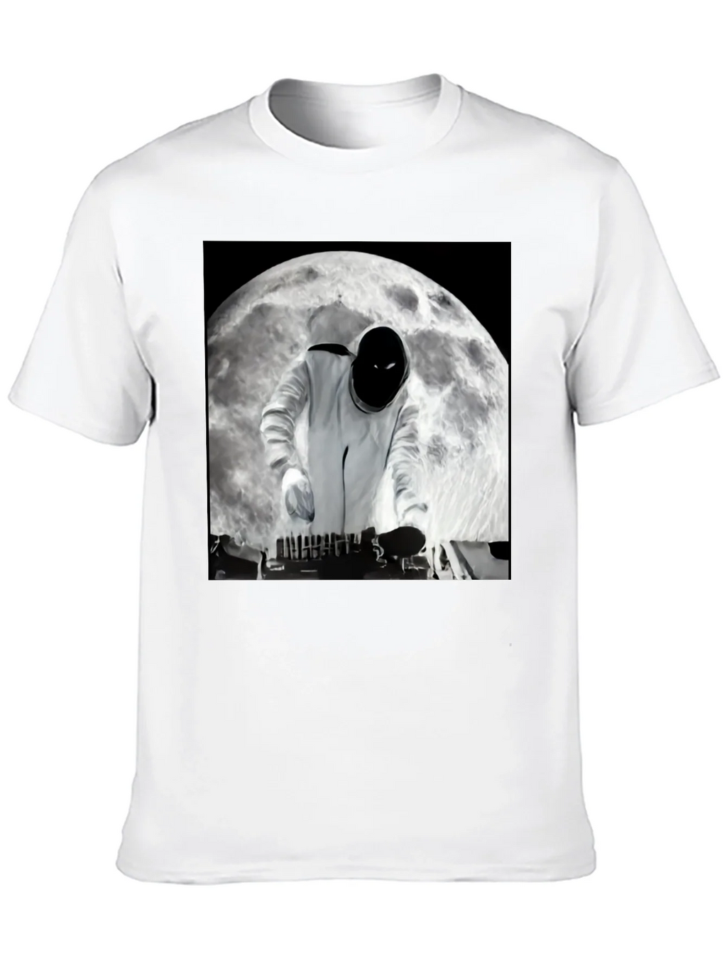 Astronaut DJ on the Moon Black T-Shirt