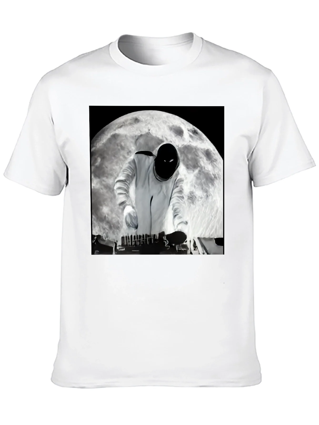 Astronaut DJ on the Moon Black T-Shirt