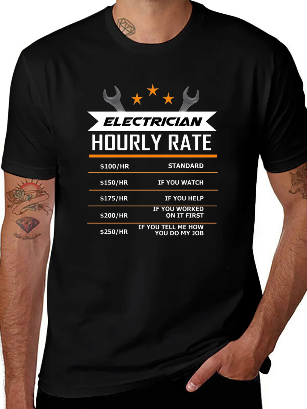 Electrician Hourly Rate T-Shirt - Funny Work Tee