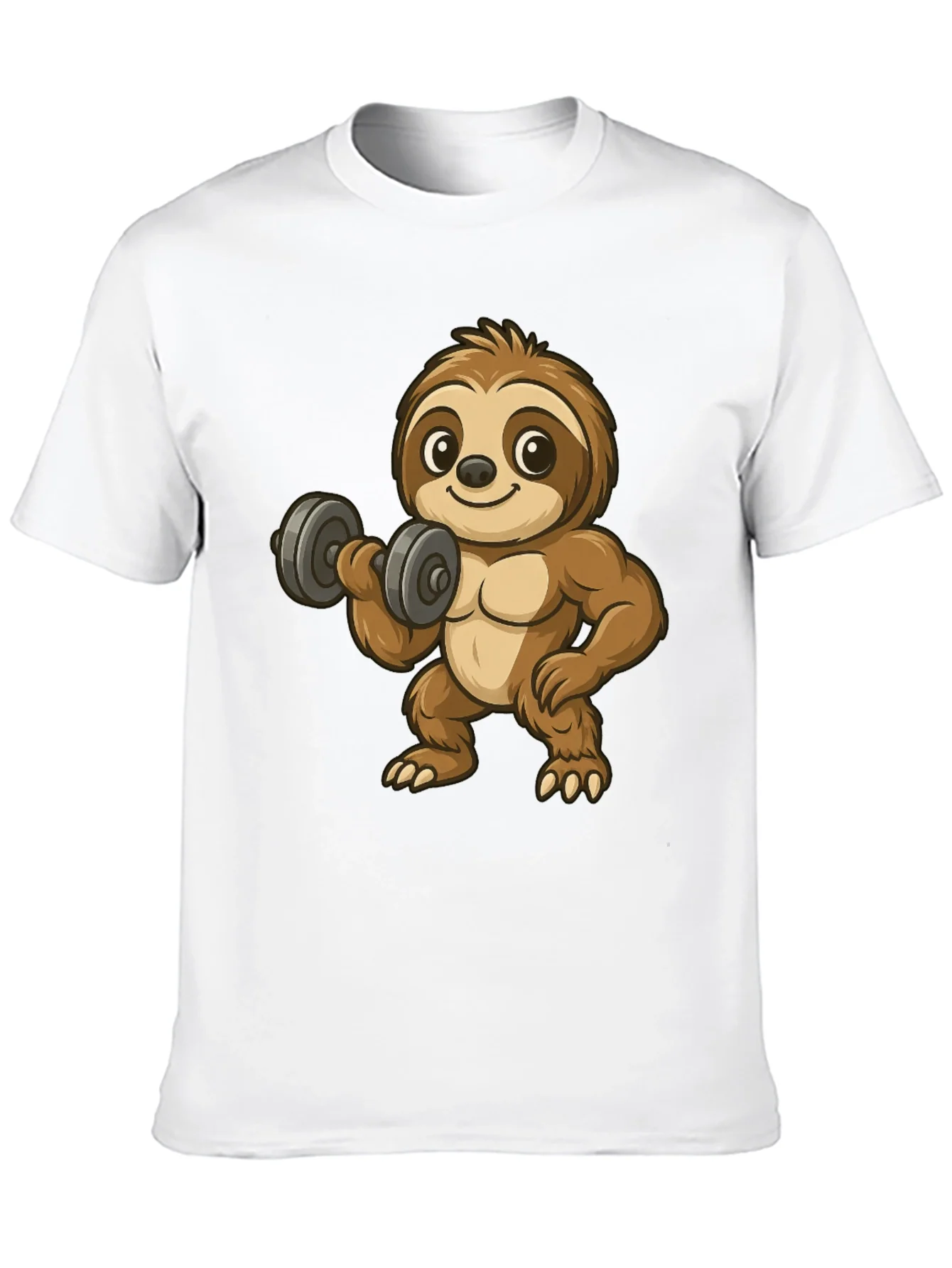 Funny Sloth Lifting Weights Graphic Tee
