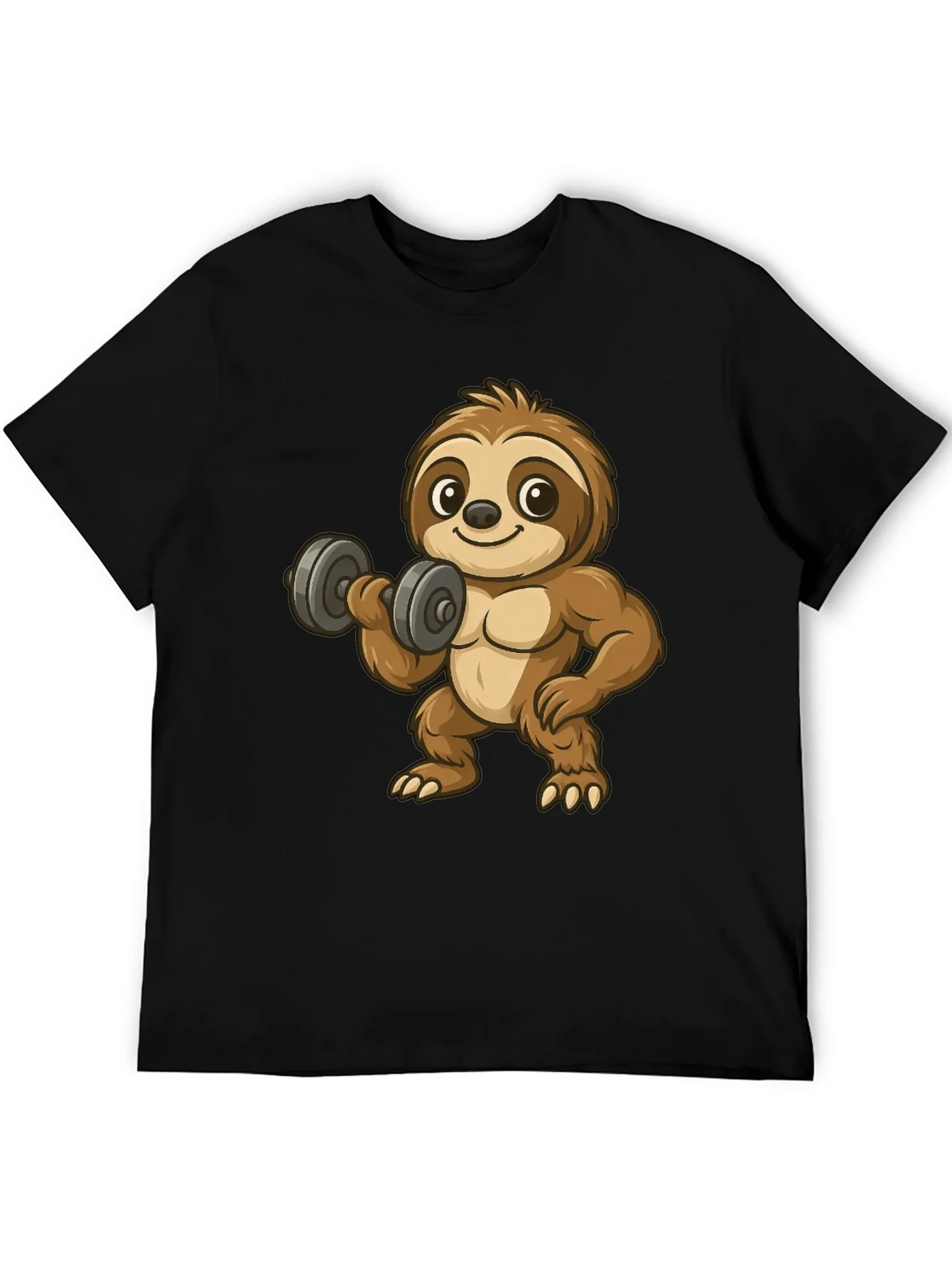 Funny Sloth Lifting Weights Graphic Tee