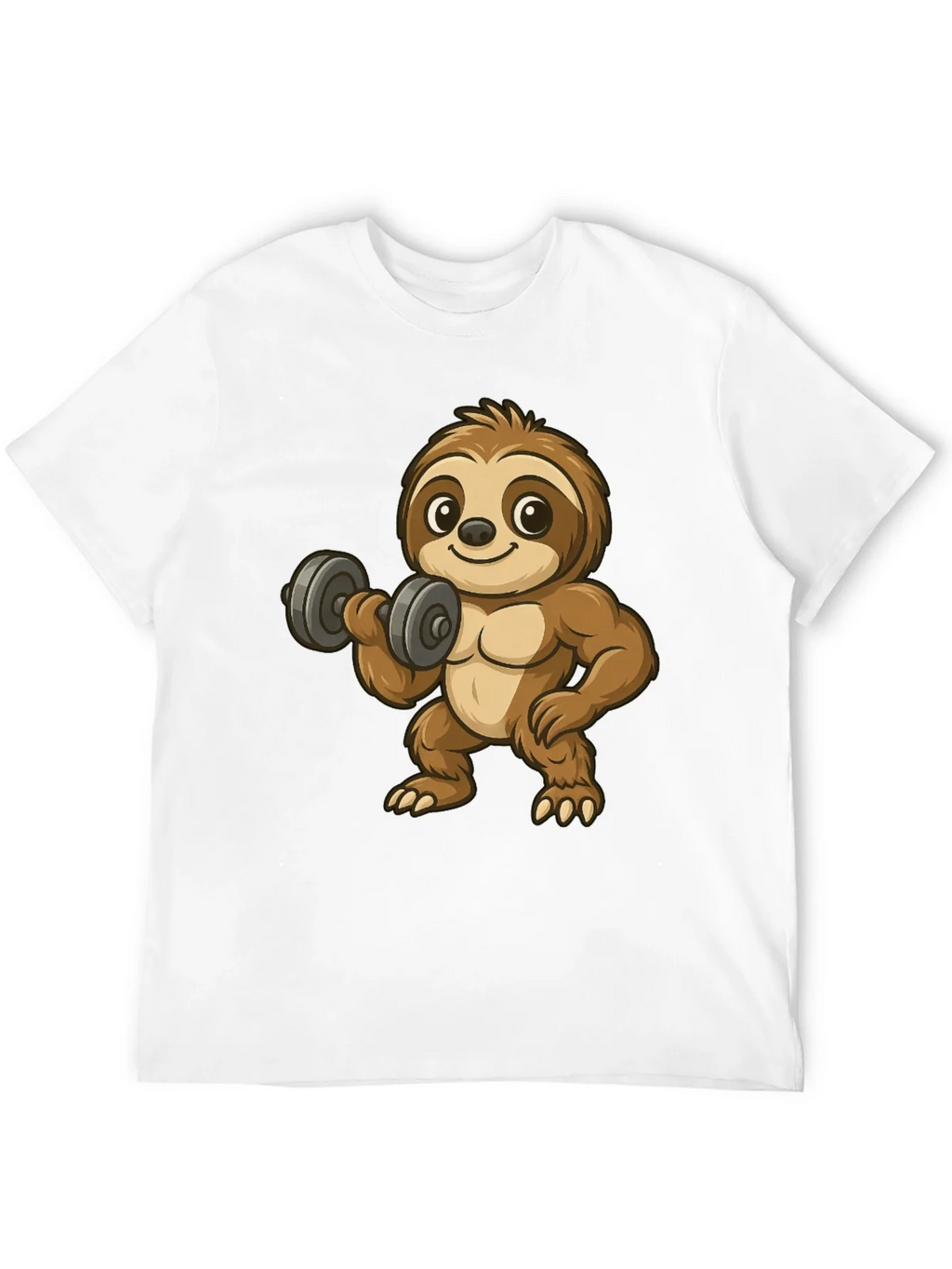 Funny Sloth Lifting Weights Graphic Tee