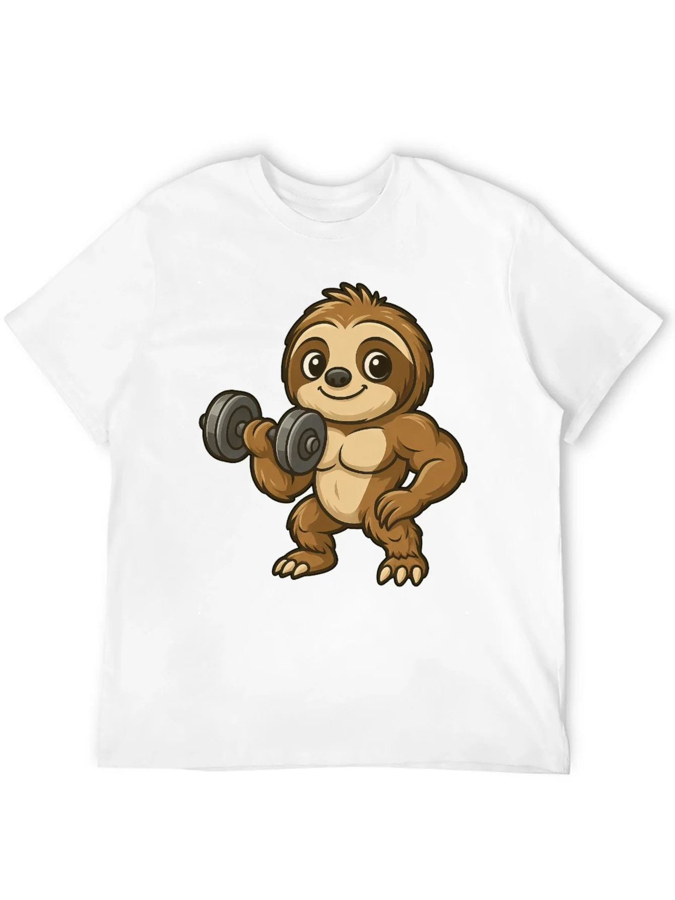 Funny Sloth Lifting Weights Graphic Tee