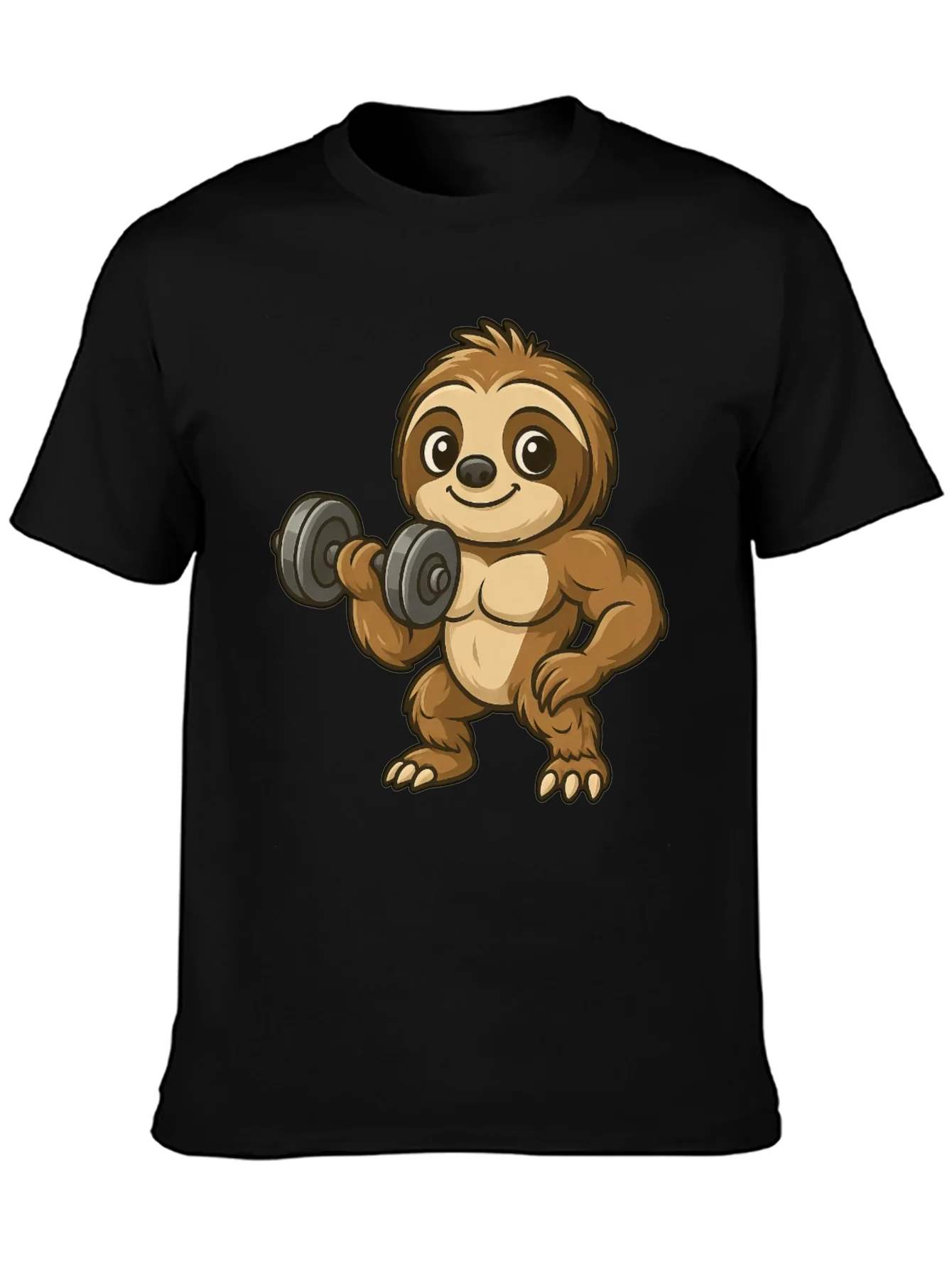 Funny Sloth Lifting Weights Graphic Tee