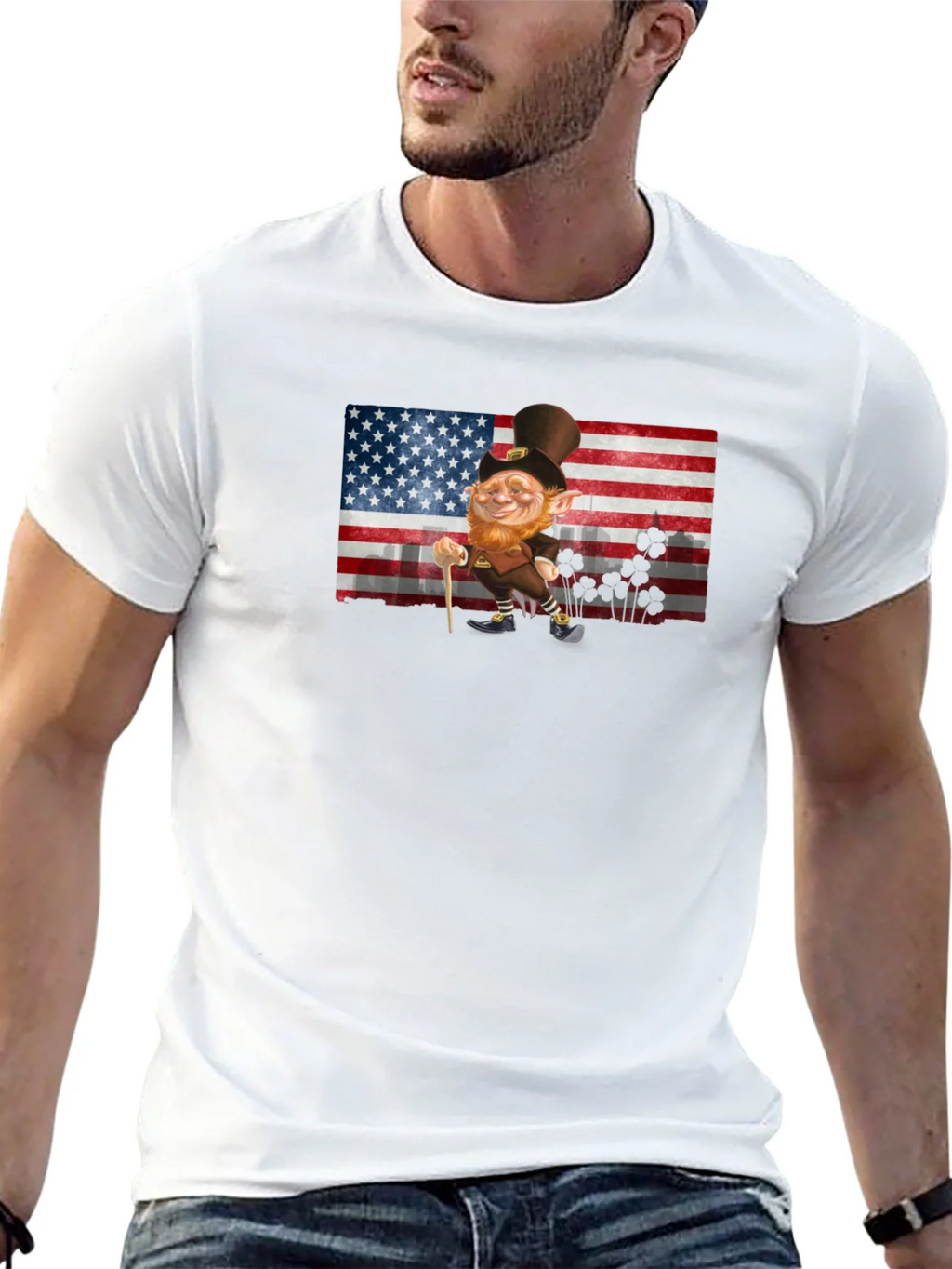 Leprechaun USA Flag Graphic Tee - St. Patricks Day