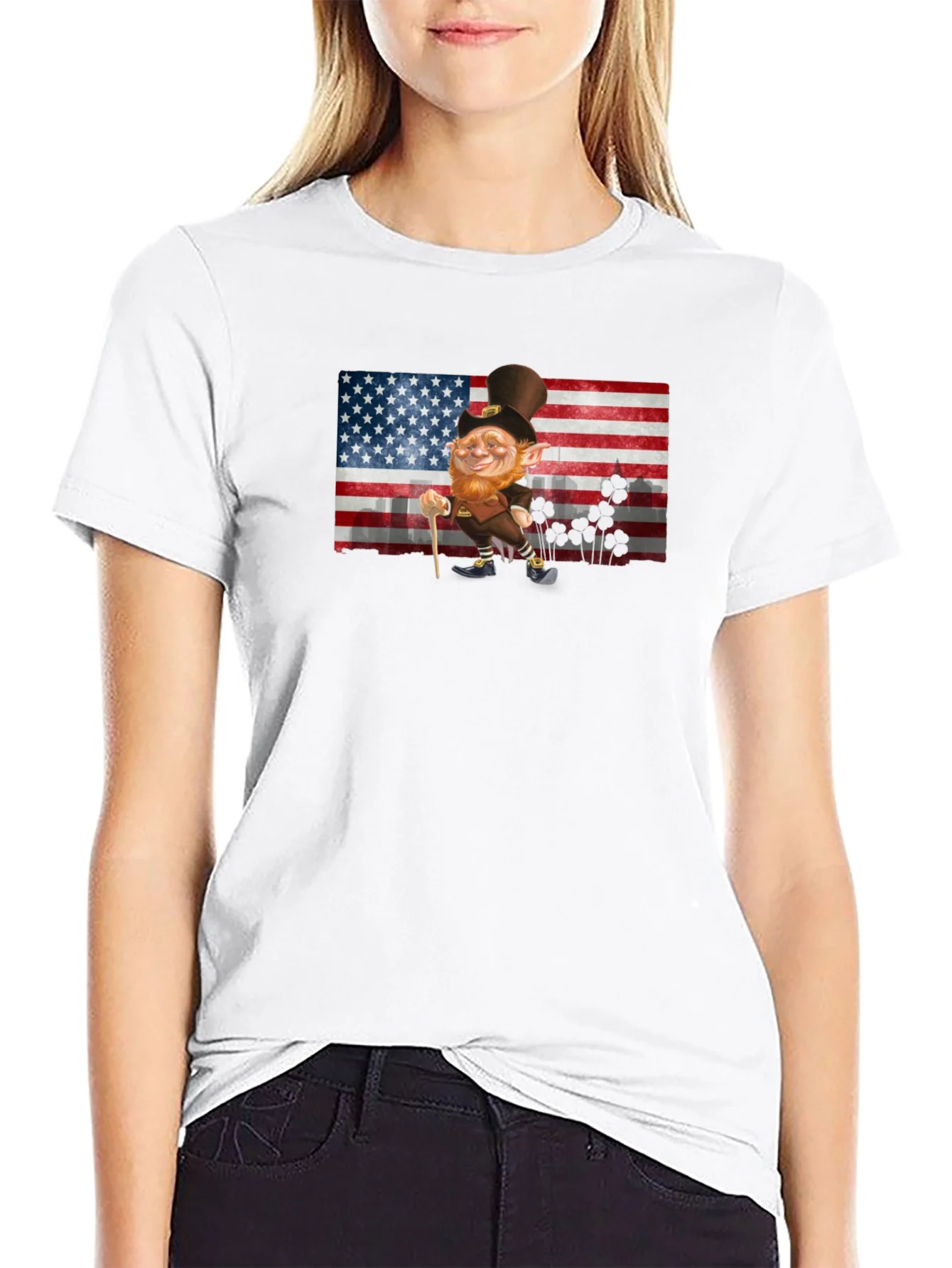 Leprechaun USA Flag Graphic Tee - St. Patricks Day