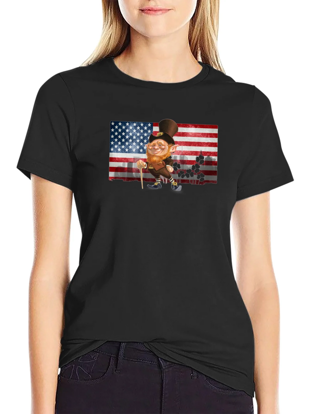 Leprechaun USA Flag Graphic Tee - St. Patricks Day