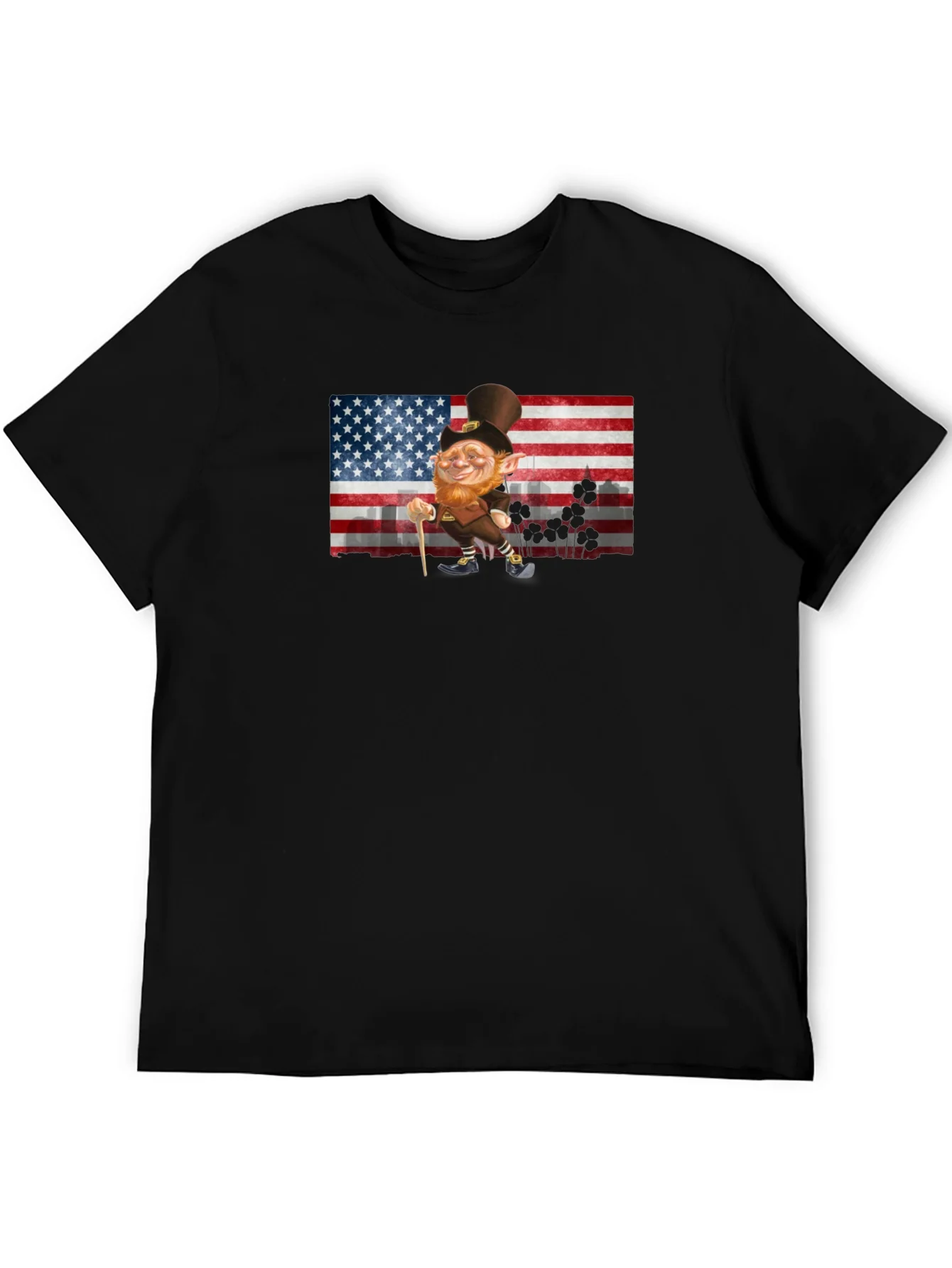 Leprechaun USA Flag Graphic Tee - St. Patricks Day