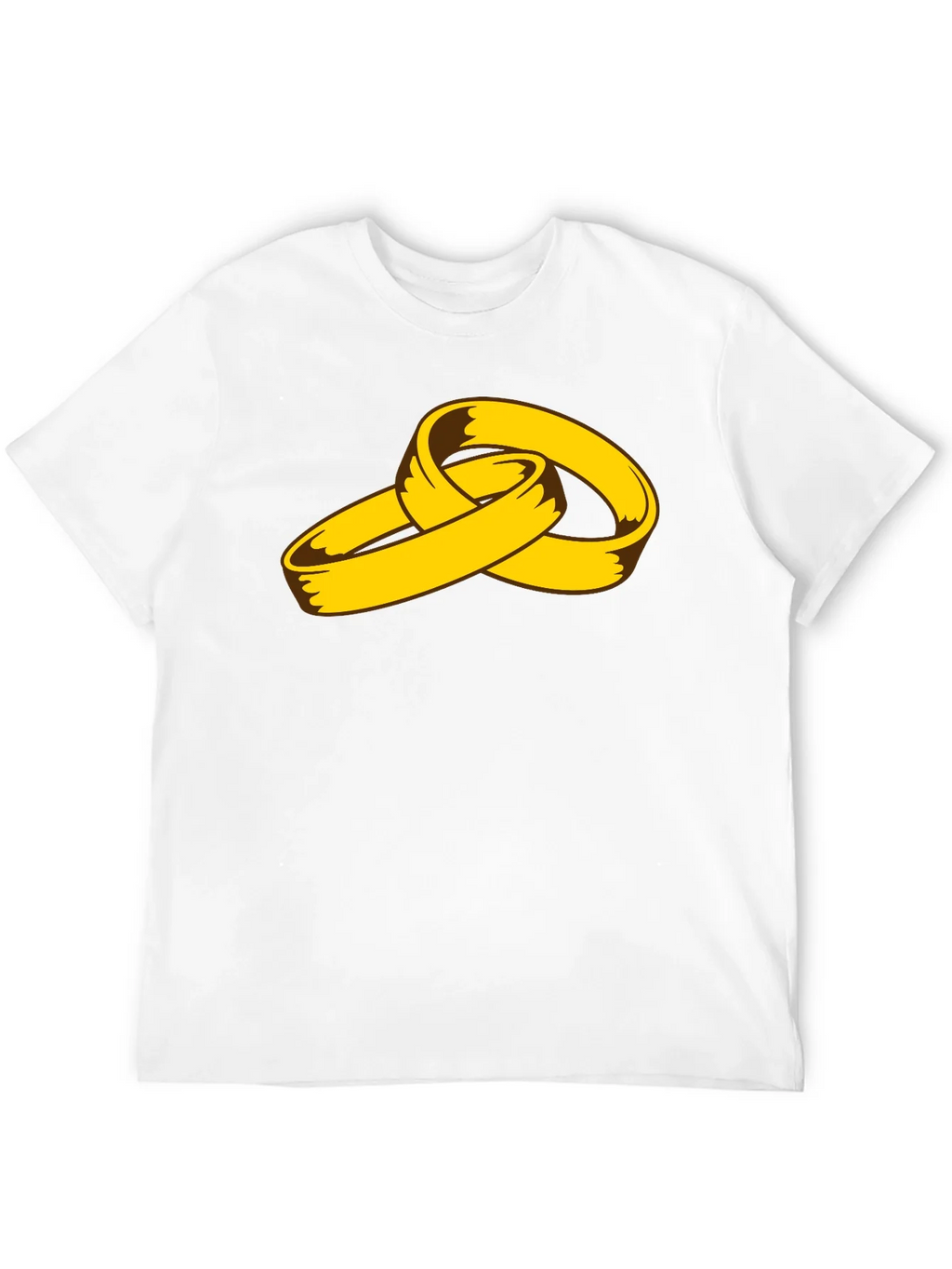 Cartoon Gold Rings Graphic Black T-Shirt