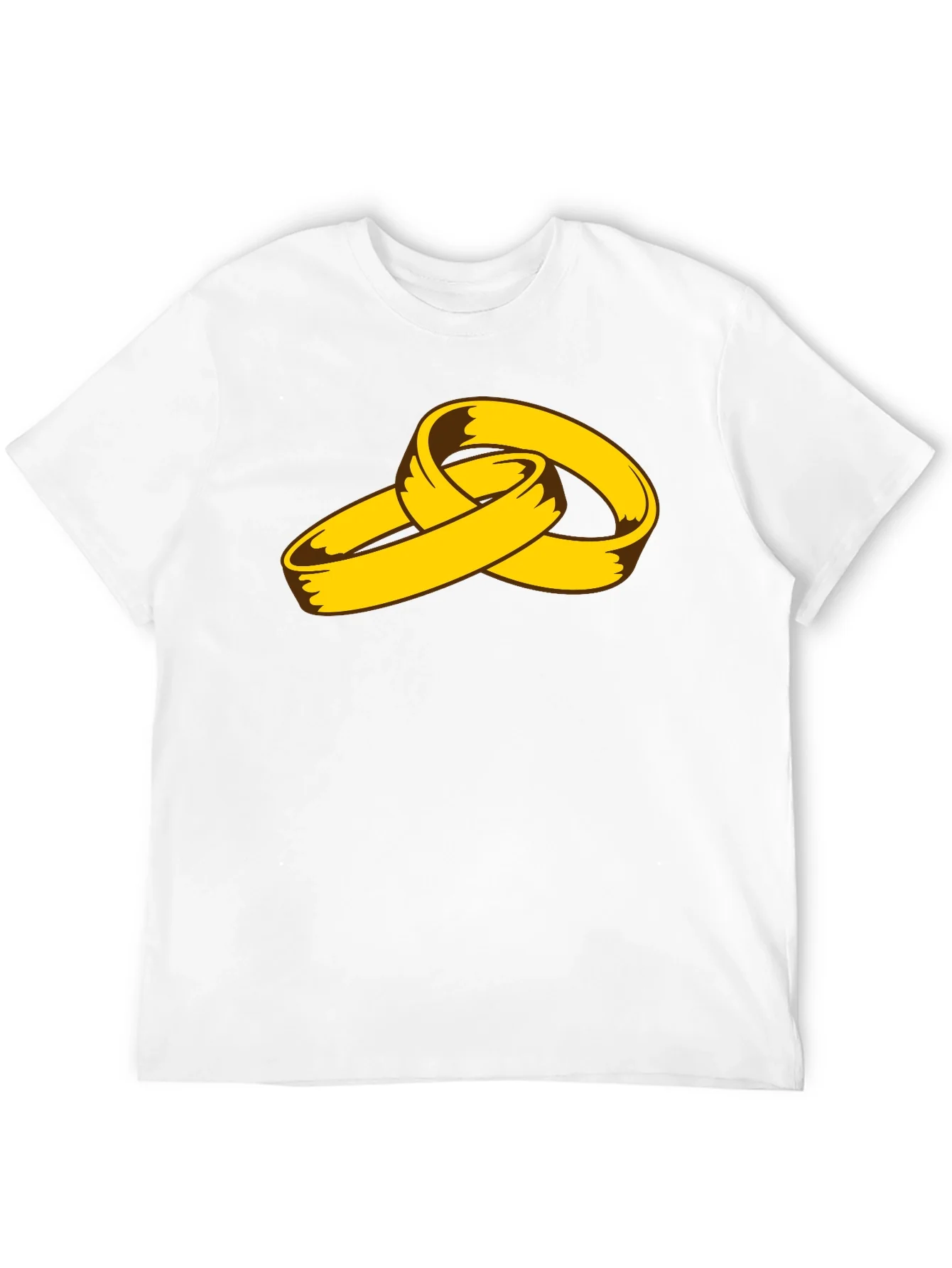 Cartoon Gold Rings Graphic Black T-Shirt