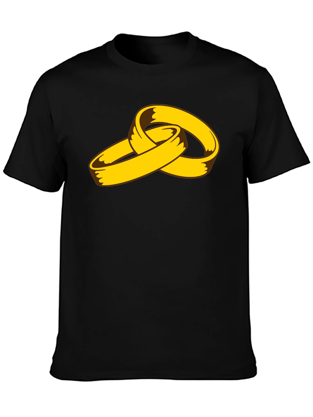 Cartoon Gold Rings Graphic Black T-Shirt