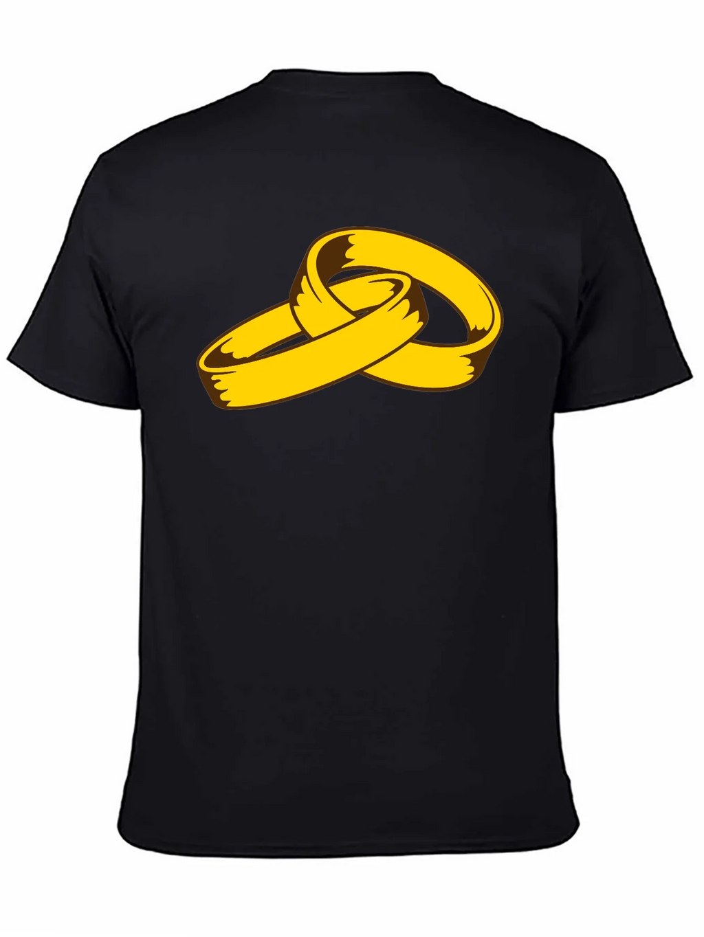 Cartoon Gold Rings Graphic Black T-Shirt