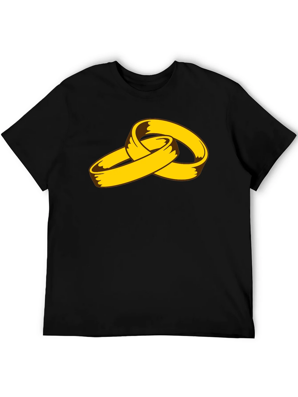 Cartoon Gold Rings Graphic Black T-Shirt