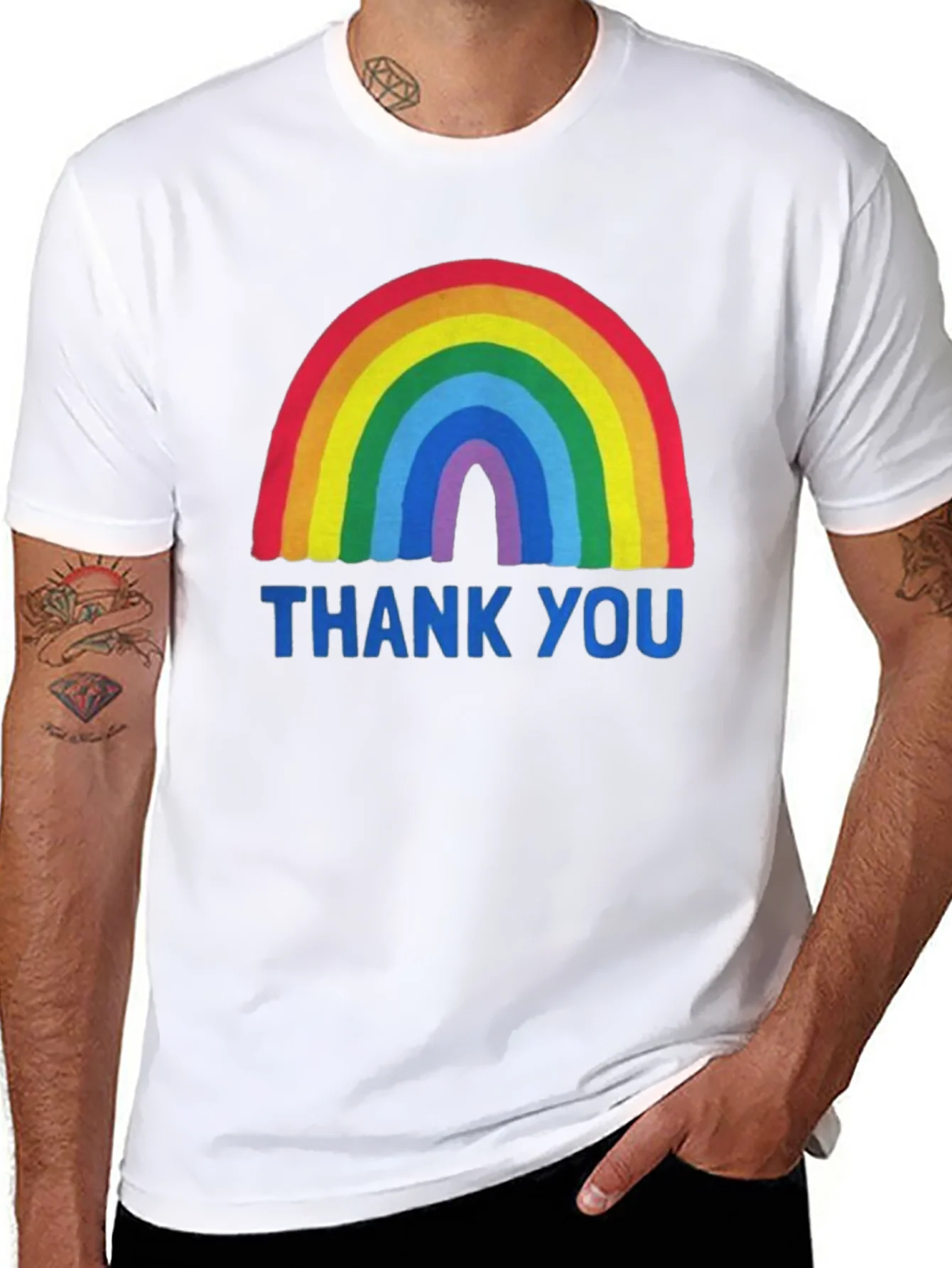 Rainbow Thank You Graphic Tee - Unisex