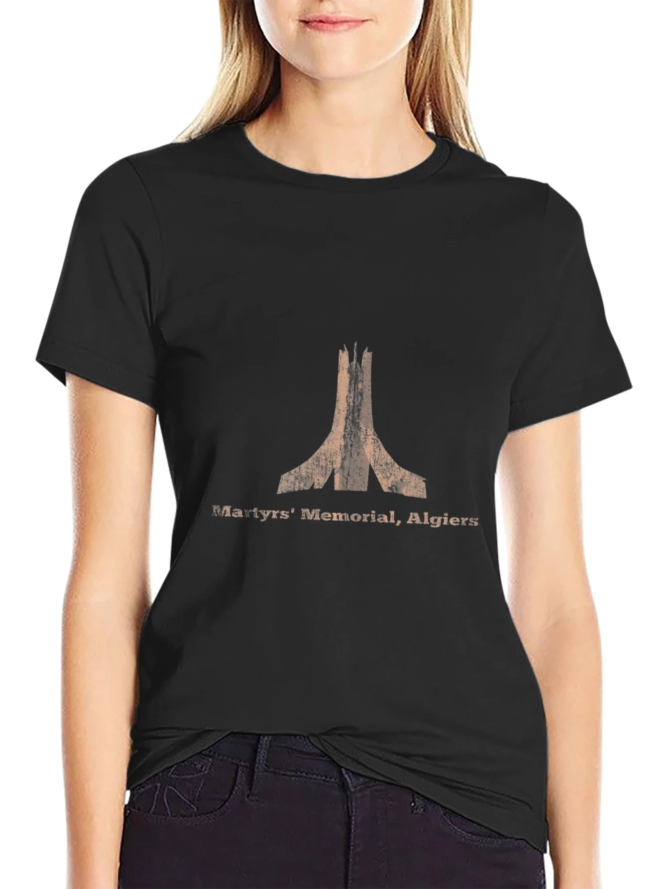 Martyrs Memorial Algiers T-Shirt - Vintage Black Cotton Tee
