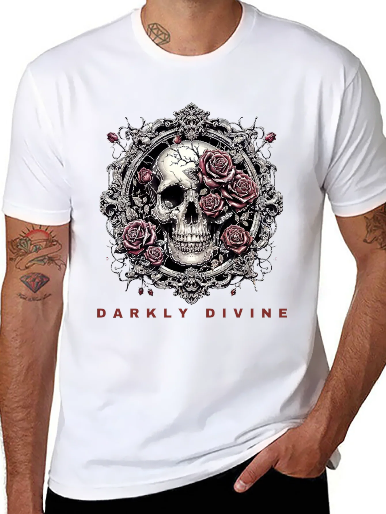 Darkly Divine Skull & Roses Graphic T-Shirt