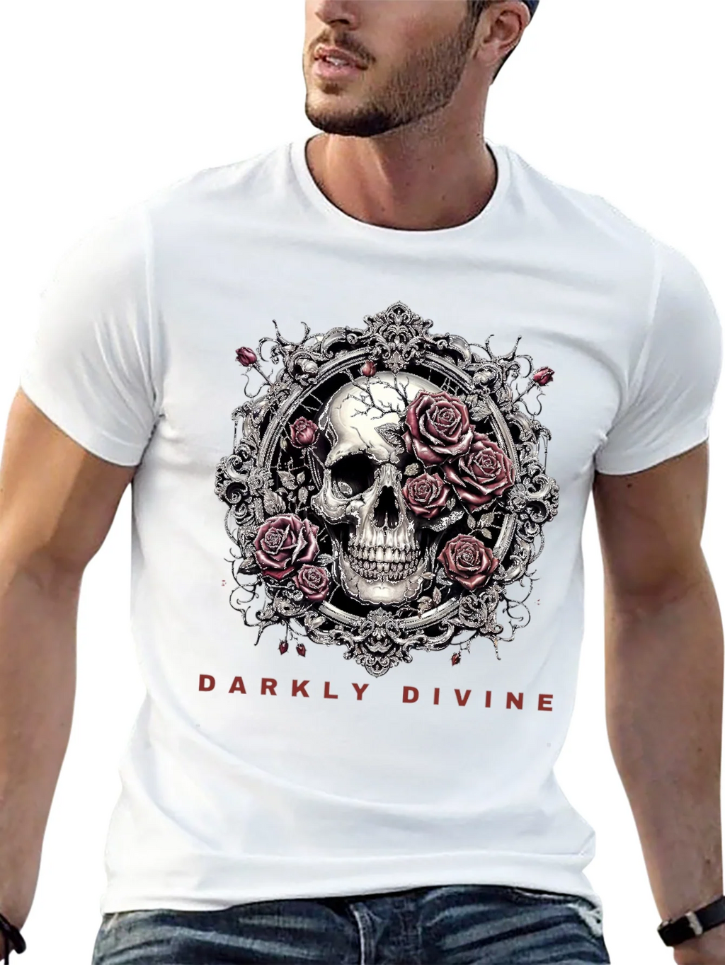 Darkly Divine Skull & Roses Graphic T-Shirt