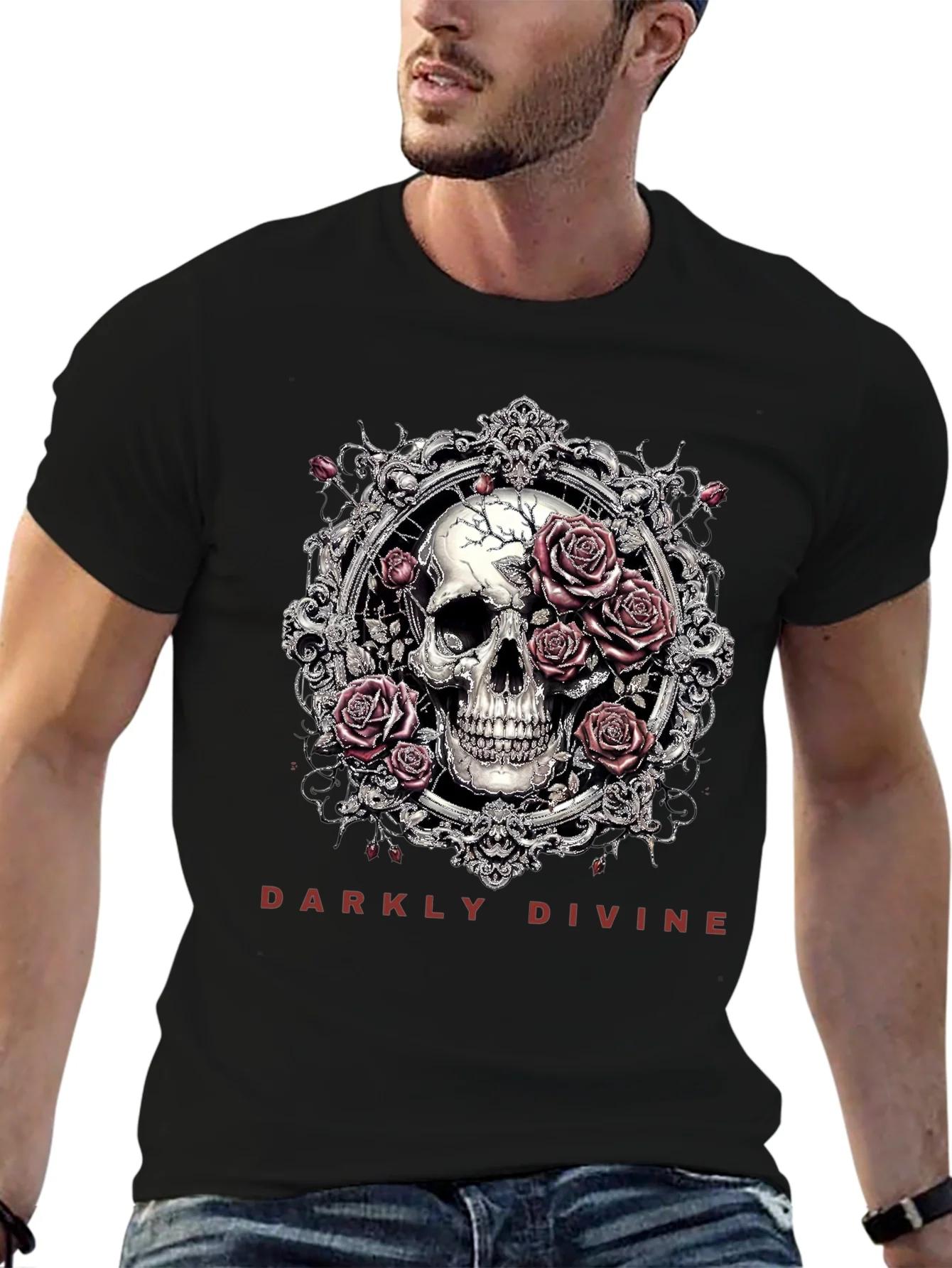 Darkly Divine Skull & Roses Graphic T-Shirt