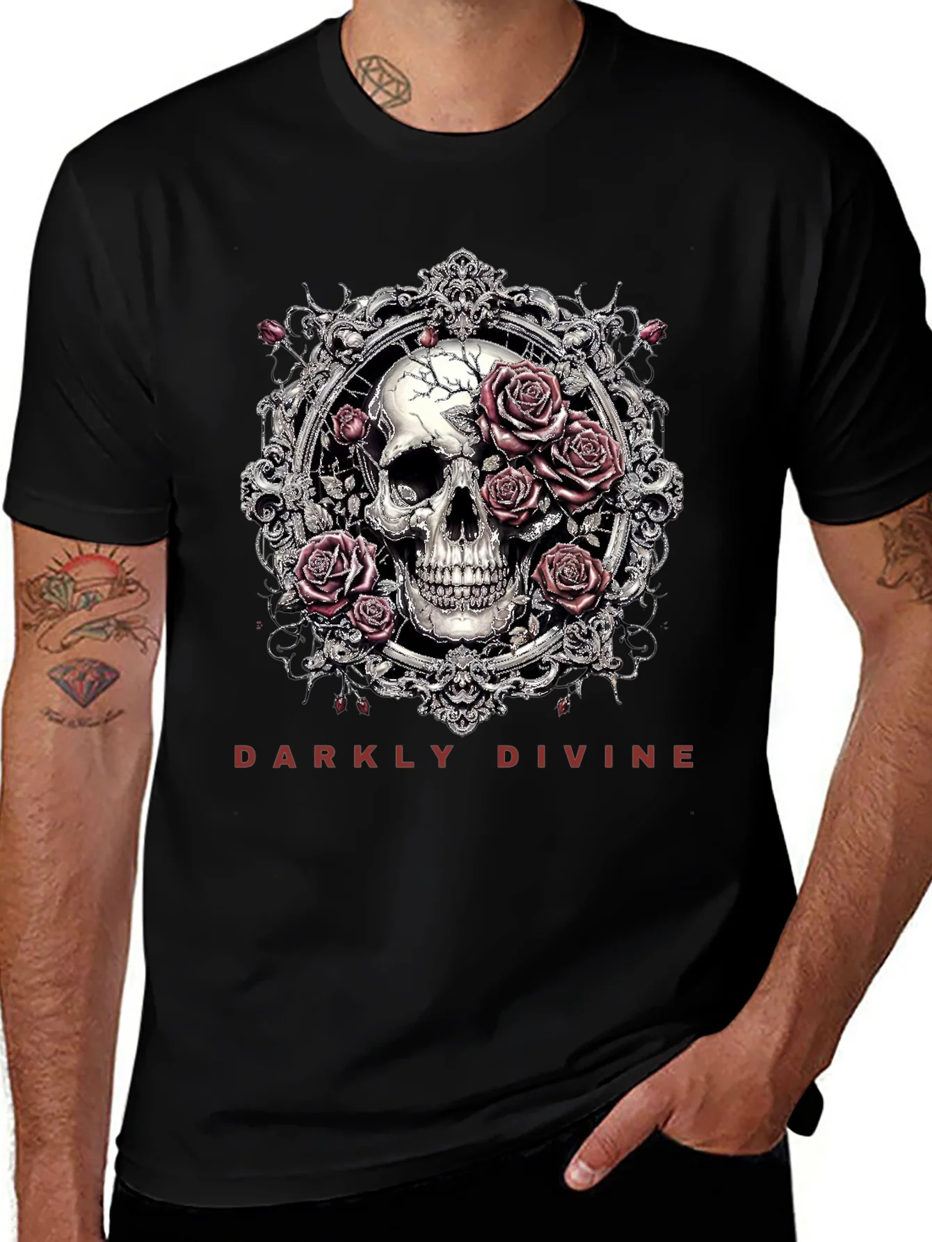 Darkly Divine Skull & Roses Graphic T-Shirt
