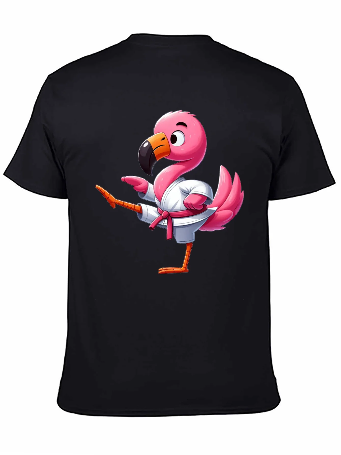 Karate Flamingo Black T-Shirt