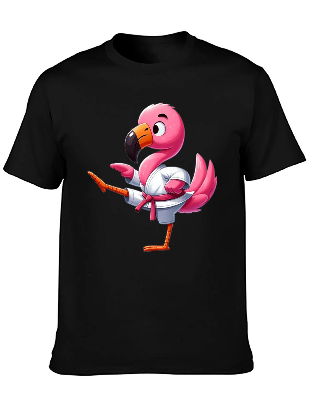 Karate Flamingo Black T-Shirt