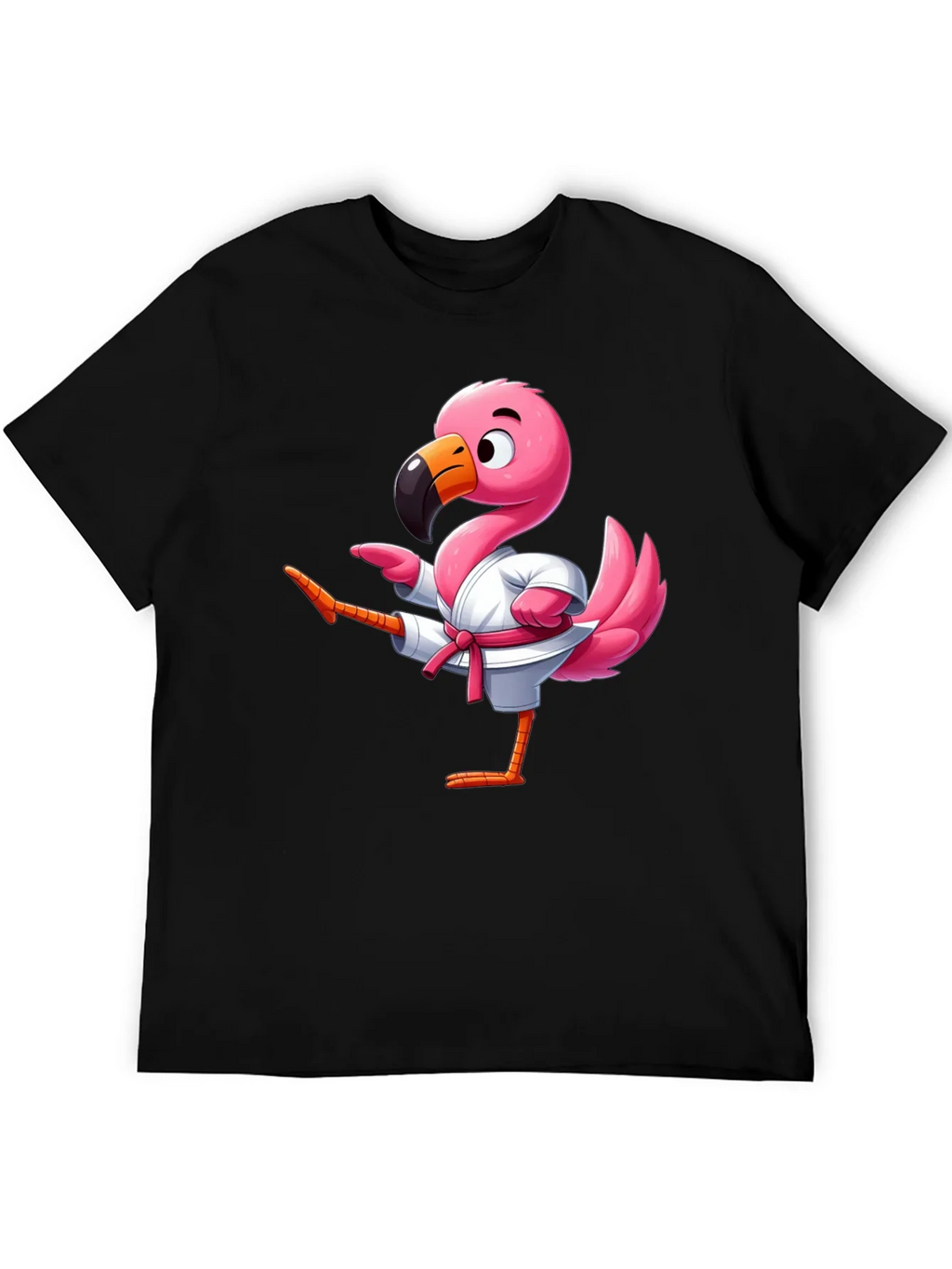Karate Flamingo Black T-Shirt
