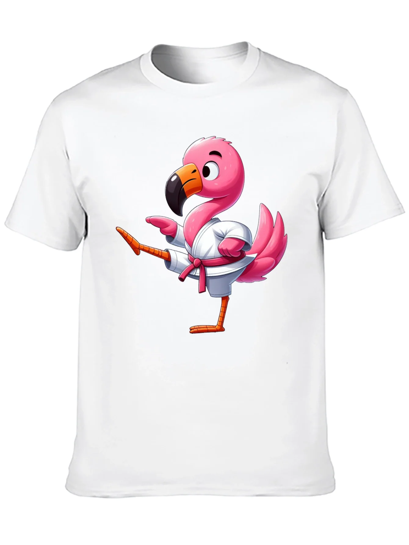 Karate Flamingo Black T-Shirt