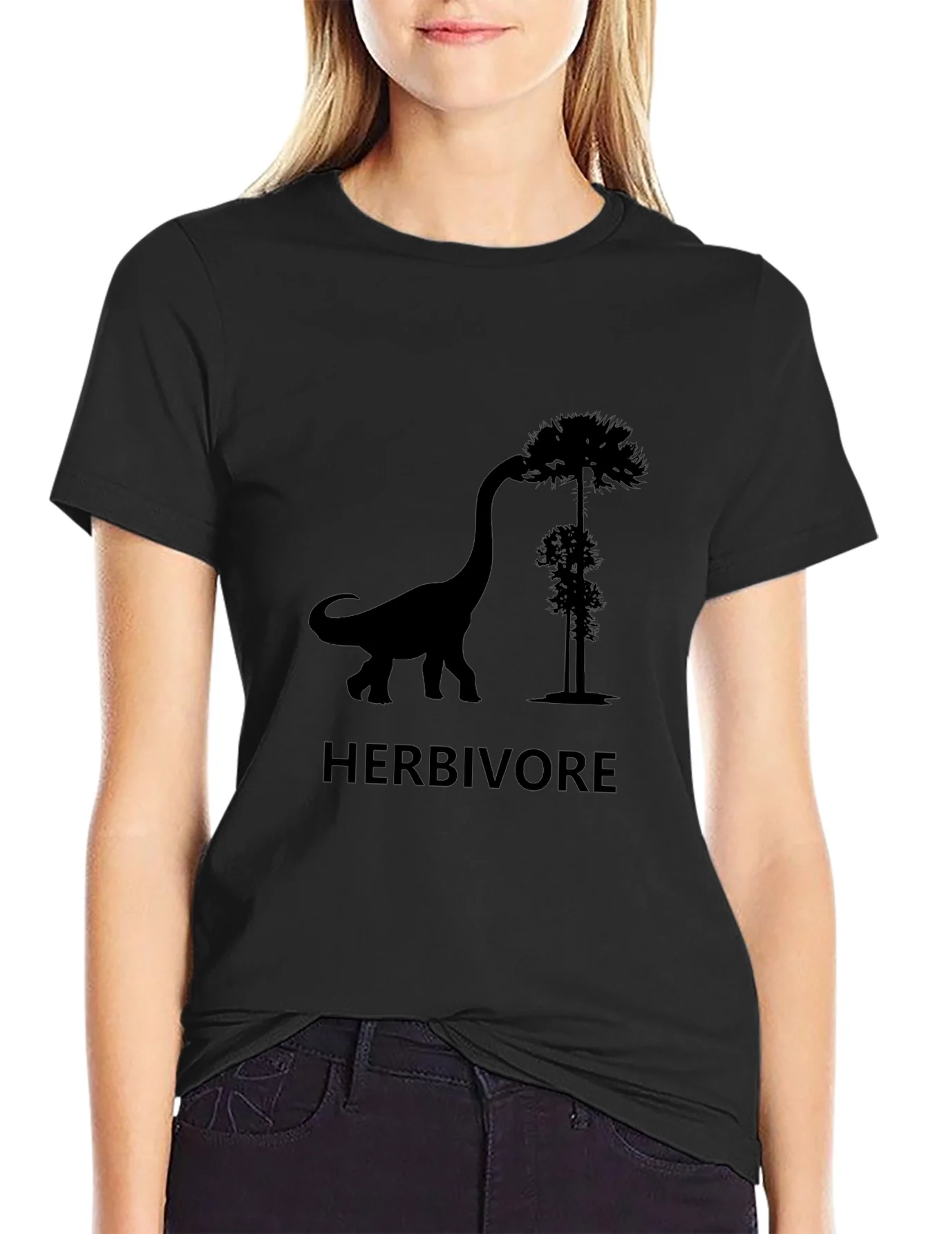 Herbivore Dinosaur T-Shirt - Black Graphic Tee