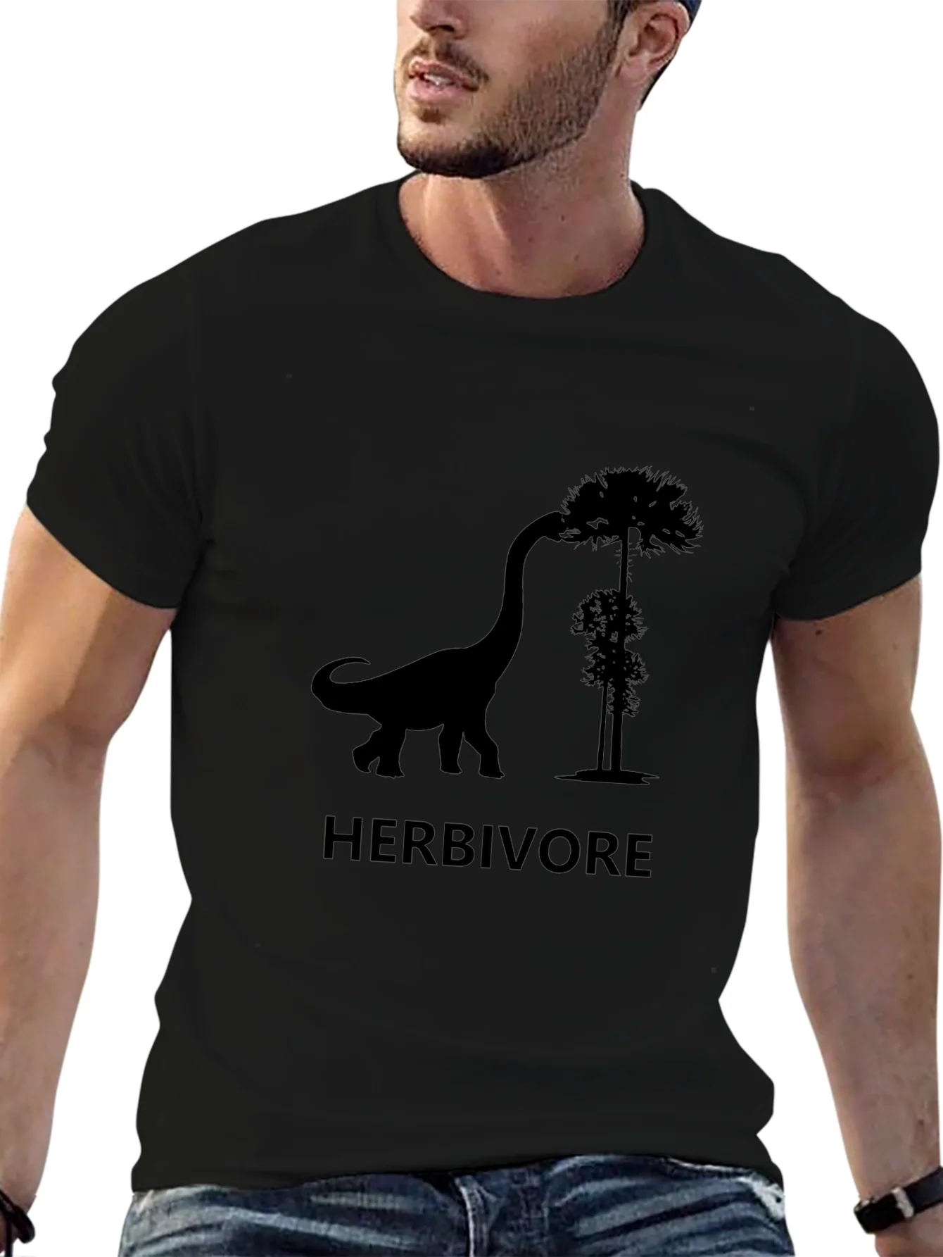 Herbivore Dinosaur T-Shirt - Black Graphic Tee