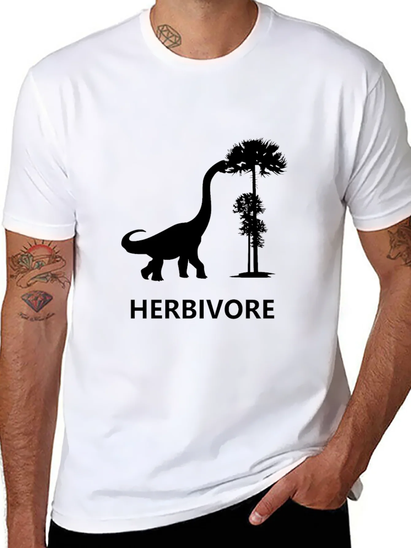 Herbivore Dinosaur T-Shirt - Black Graphic Tee