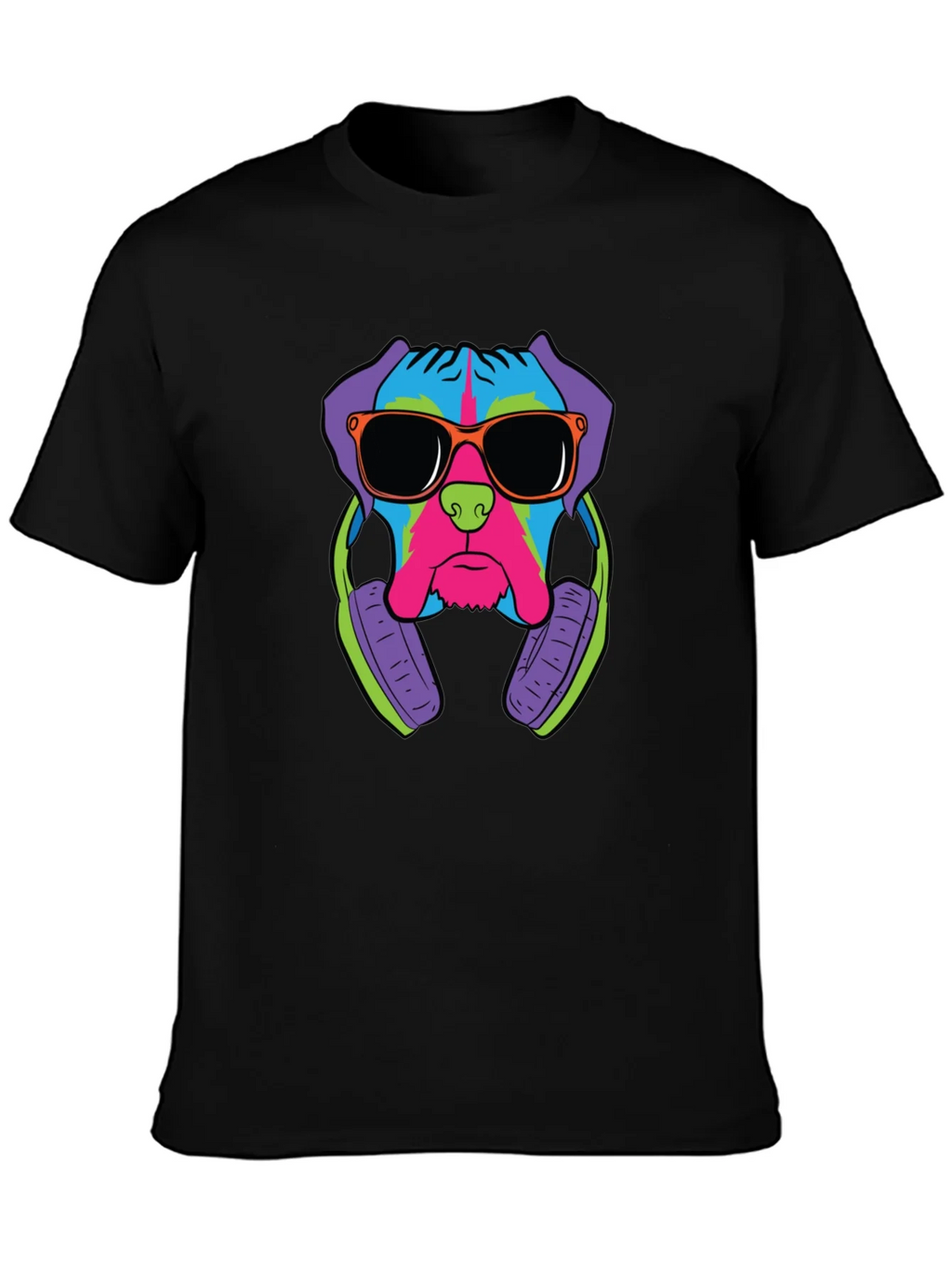 Cool Dog Graphic Tee - Black Cotton T-Shirt