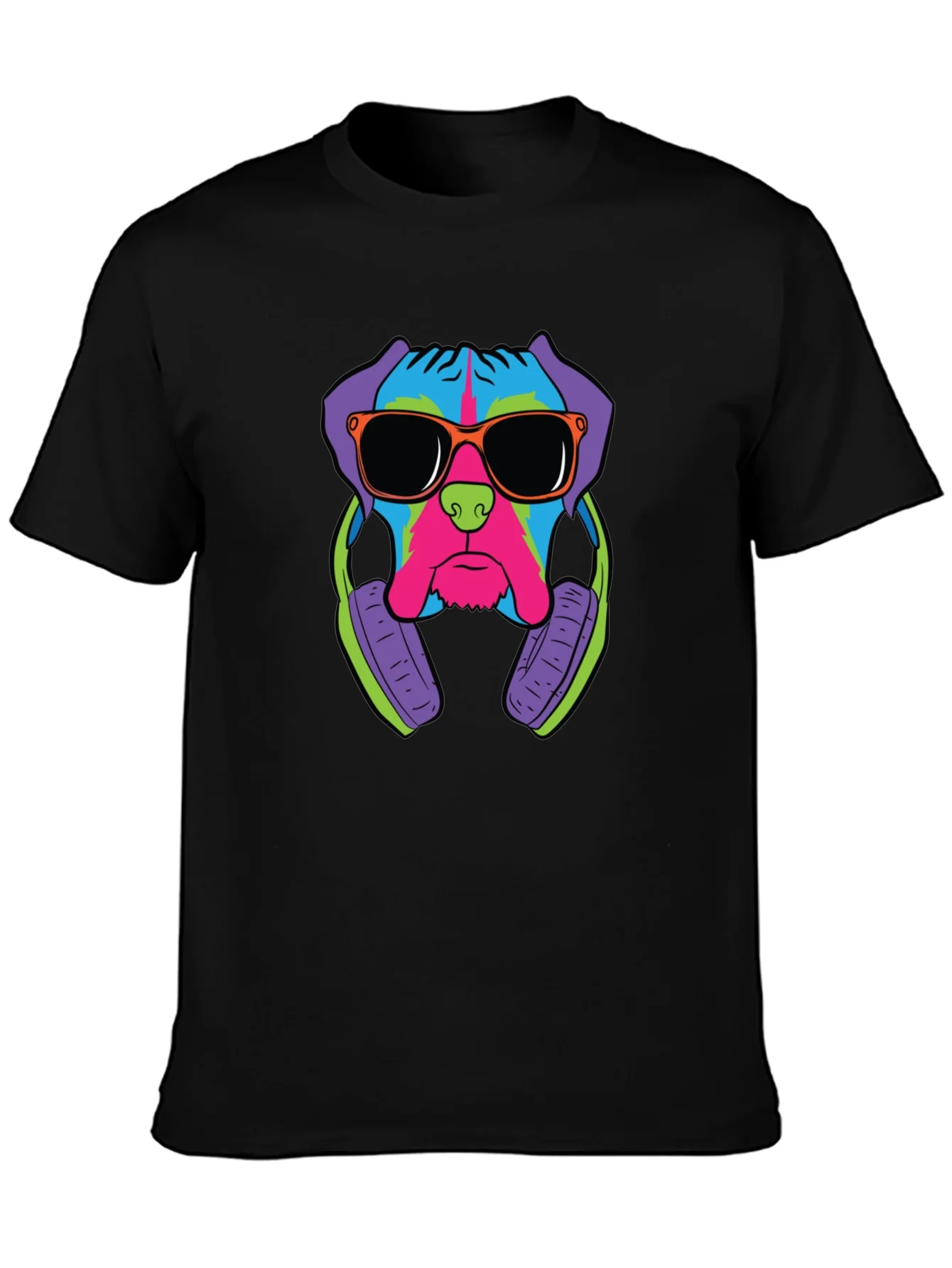 Cool Dog Graphic Tee - Black Cotton T-Shirt