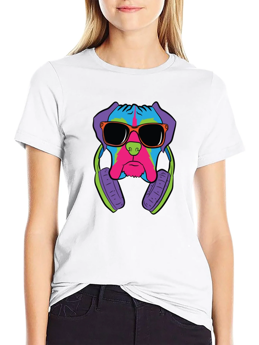 Cool Dog Graphic Tee - Black Cotton T-Shirt