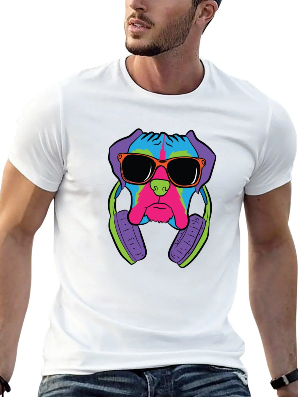 Cool Dog Graphic Tee - Black Cotton T-Shirt