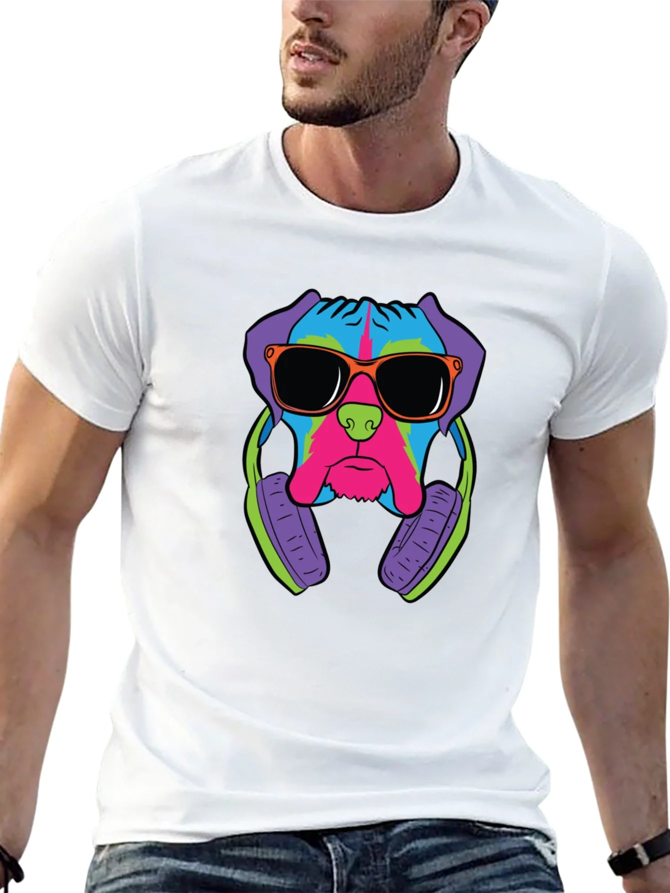 Cool Dog Graphic Tee - Black Cotton T-Shirt