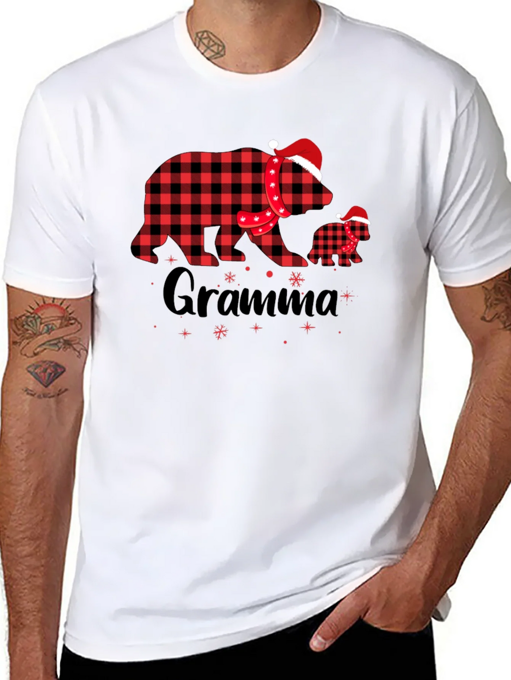 Gramma Bear Plaid Christmas T-Shirt