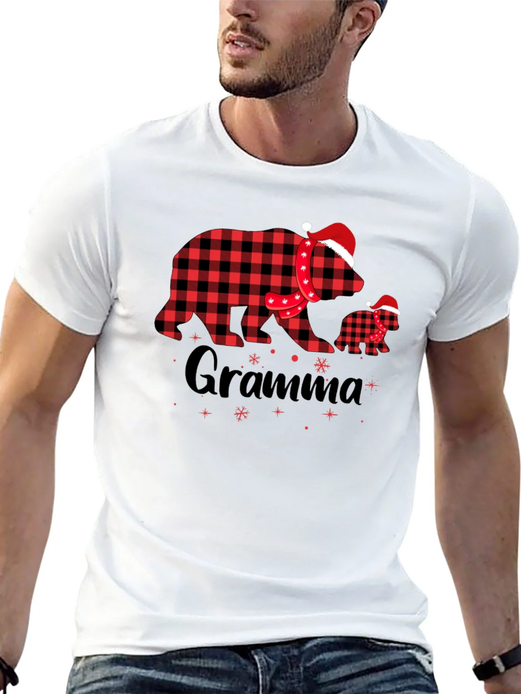 Gramma Bear Plaid Christmas T-Shirt