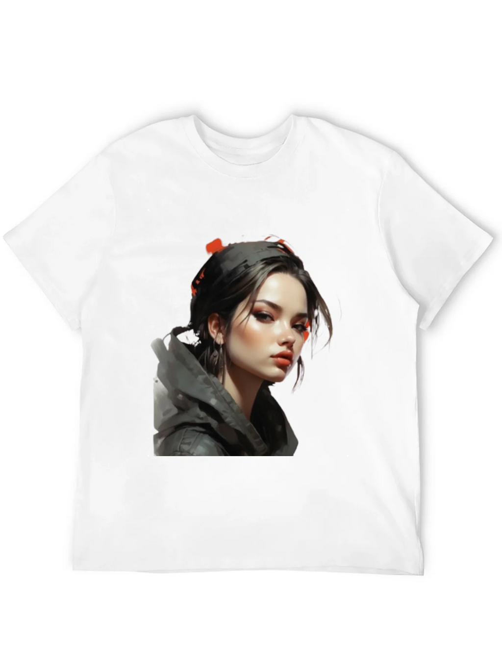 Girl Portrait Graphic Tee - Stylish Black T-Shirt